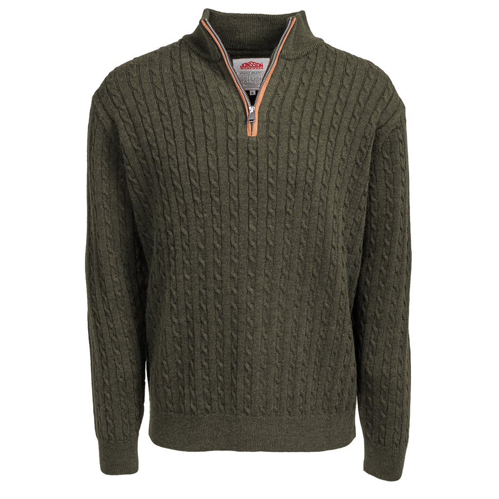 Fine Gauge Cable Knit 1/4 Zip Jersey