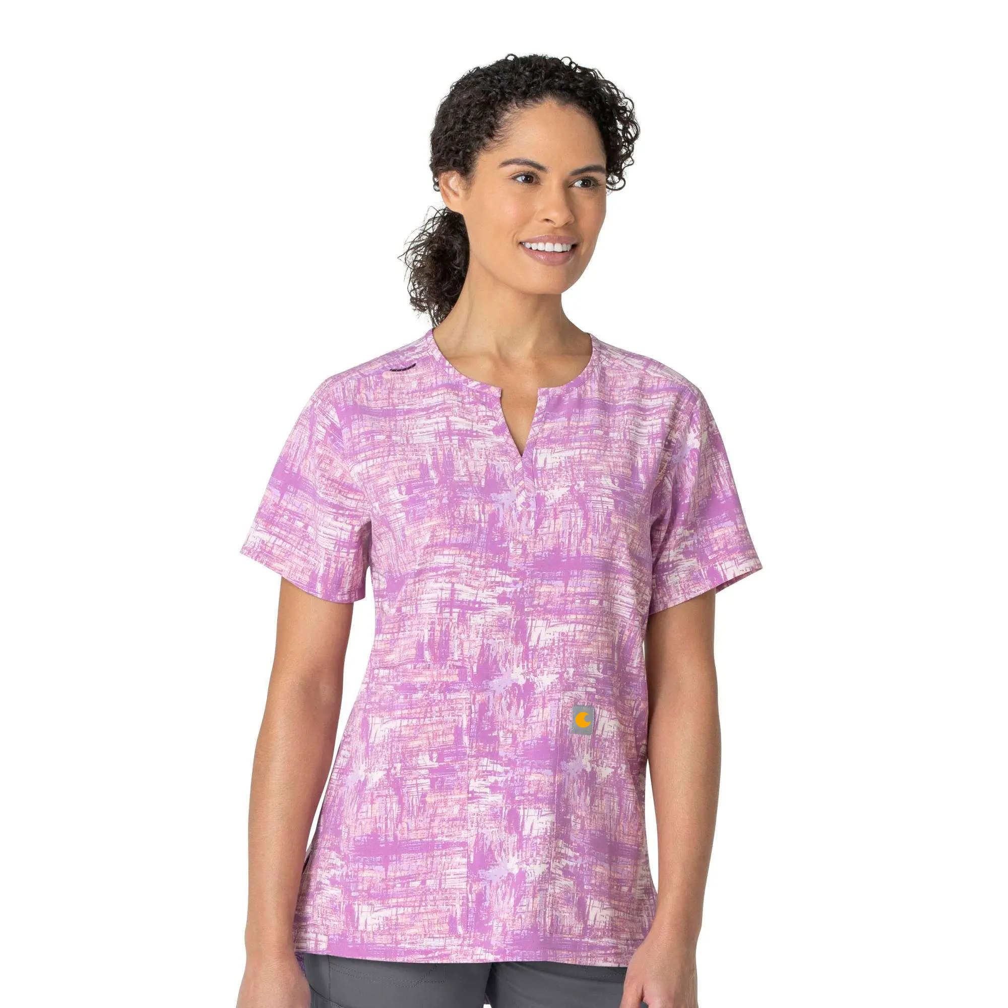 Women's Force Notch Neck Print Scrub Top