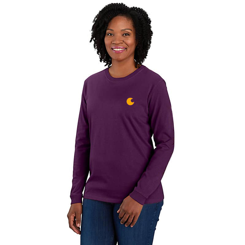 Women's Loose Fit Heavyweight Long-Sleeve Logo Sleeve Graphic T-Shirt