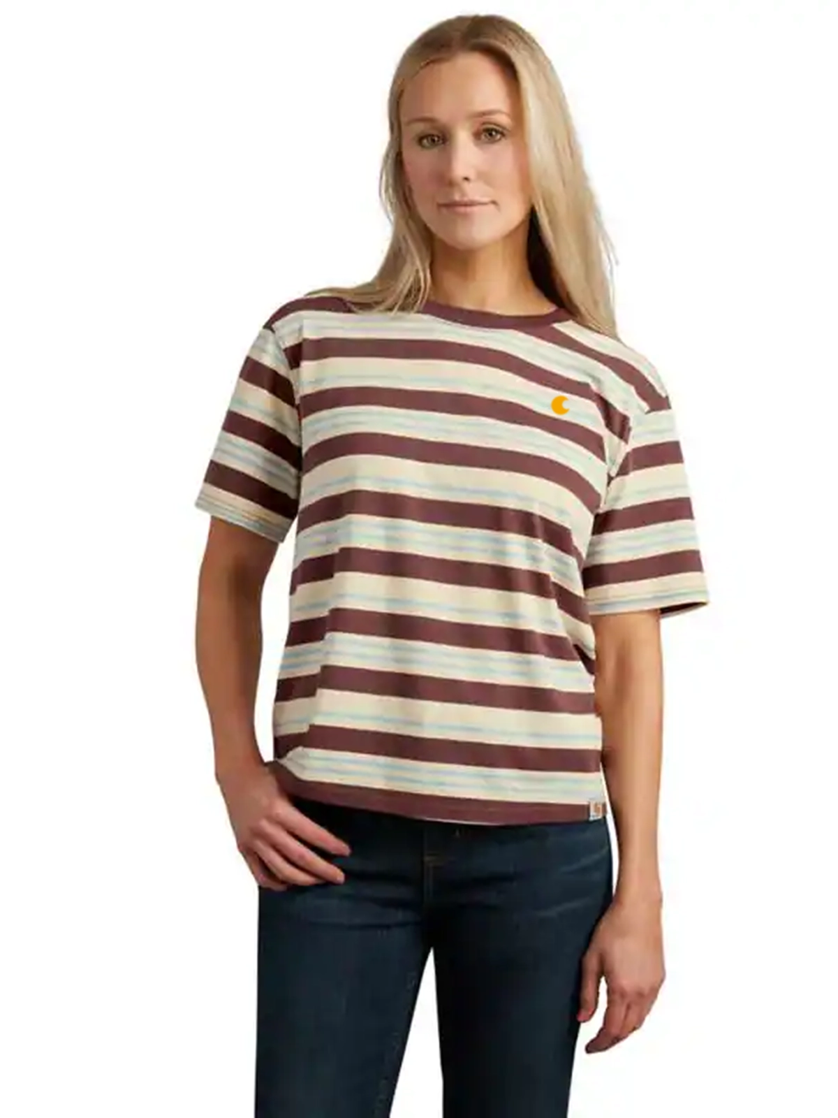 Women's Loose Fit Short-Sleeve Striped T-Shirt