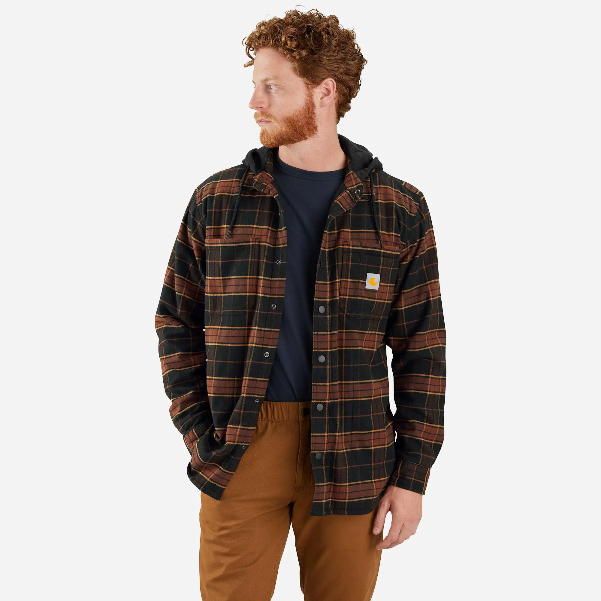 Rugged Flex Relaxed Fit Flannel Fleece-Lined Hooded Shirt Jac
