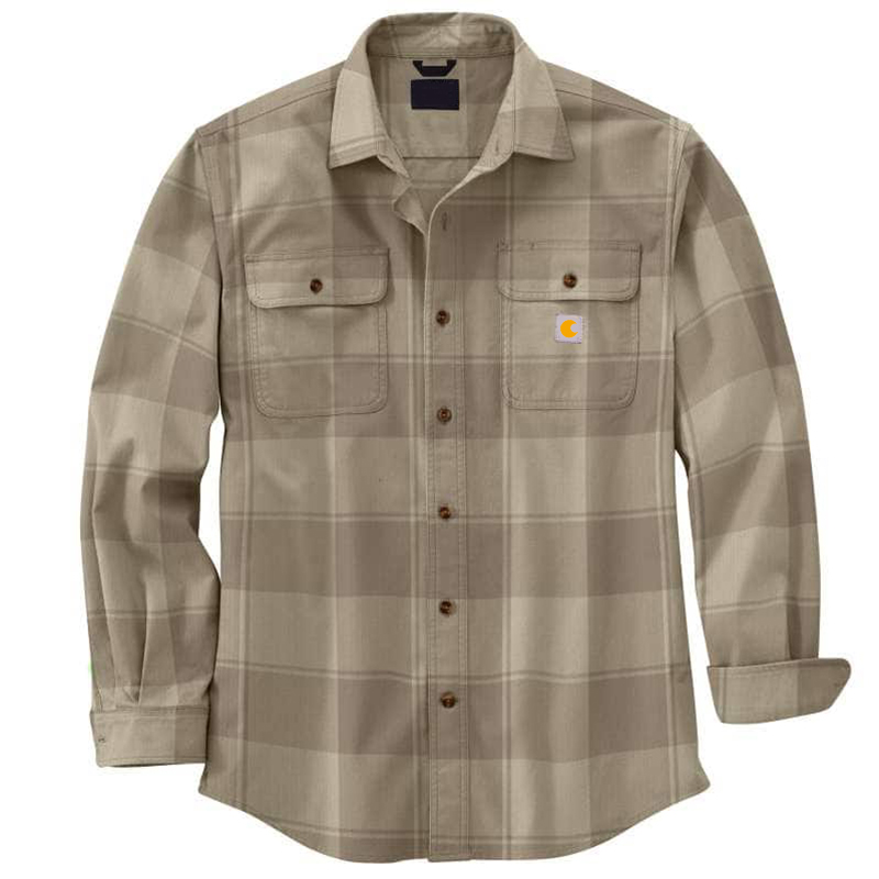 Loose Fit Heavyweight Flannel Long-Sleeve Plaid Shirt