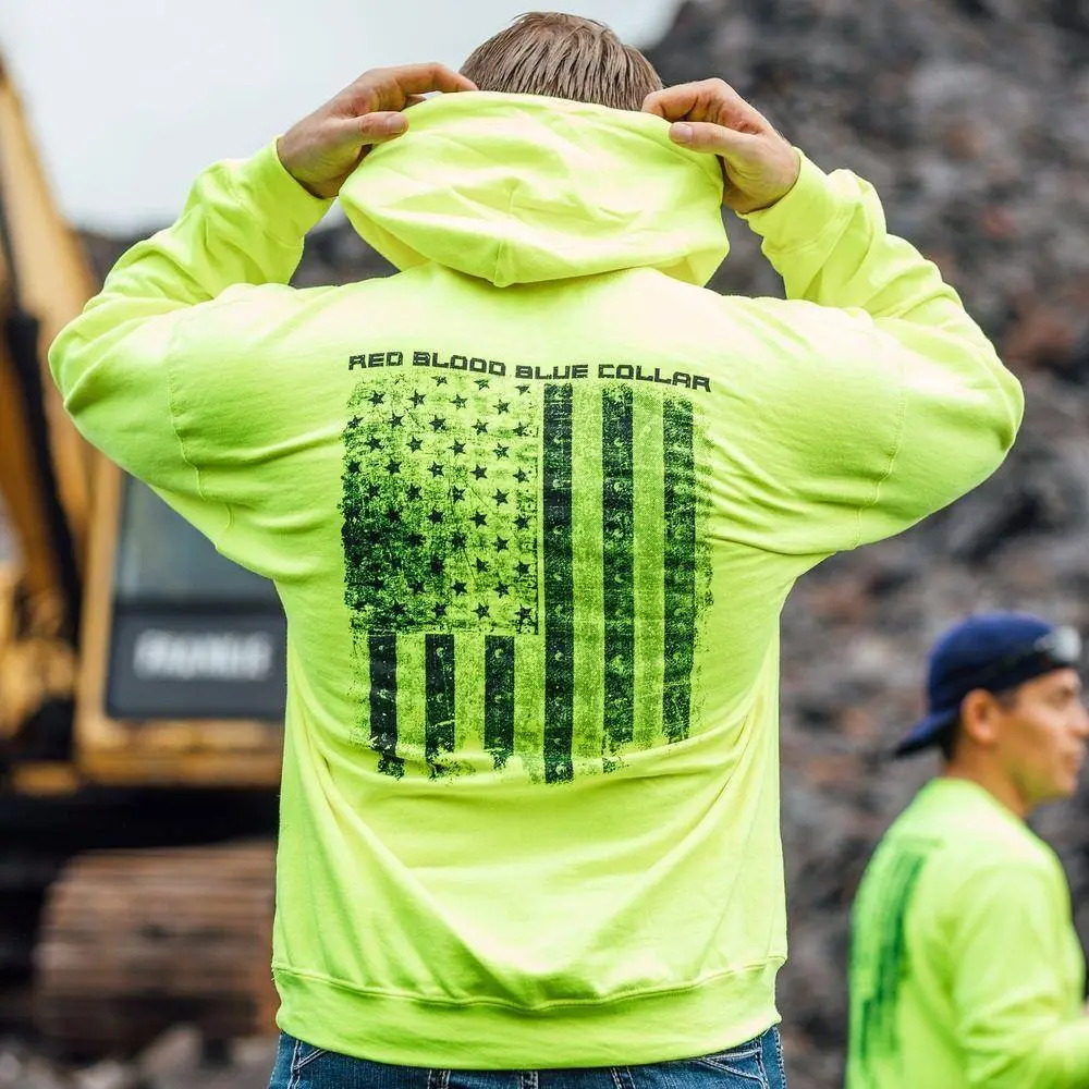 Red Blood Blue Collar® Hoodie - Safety Green