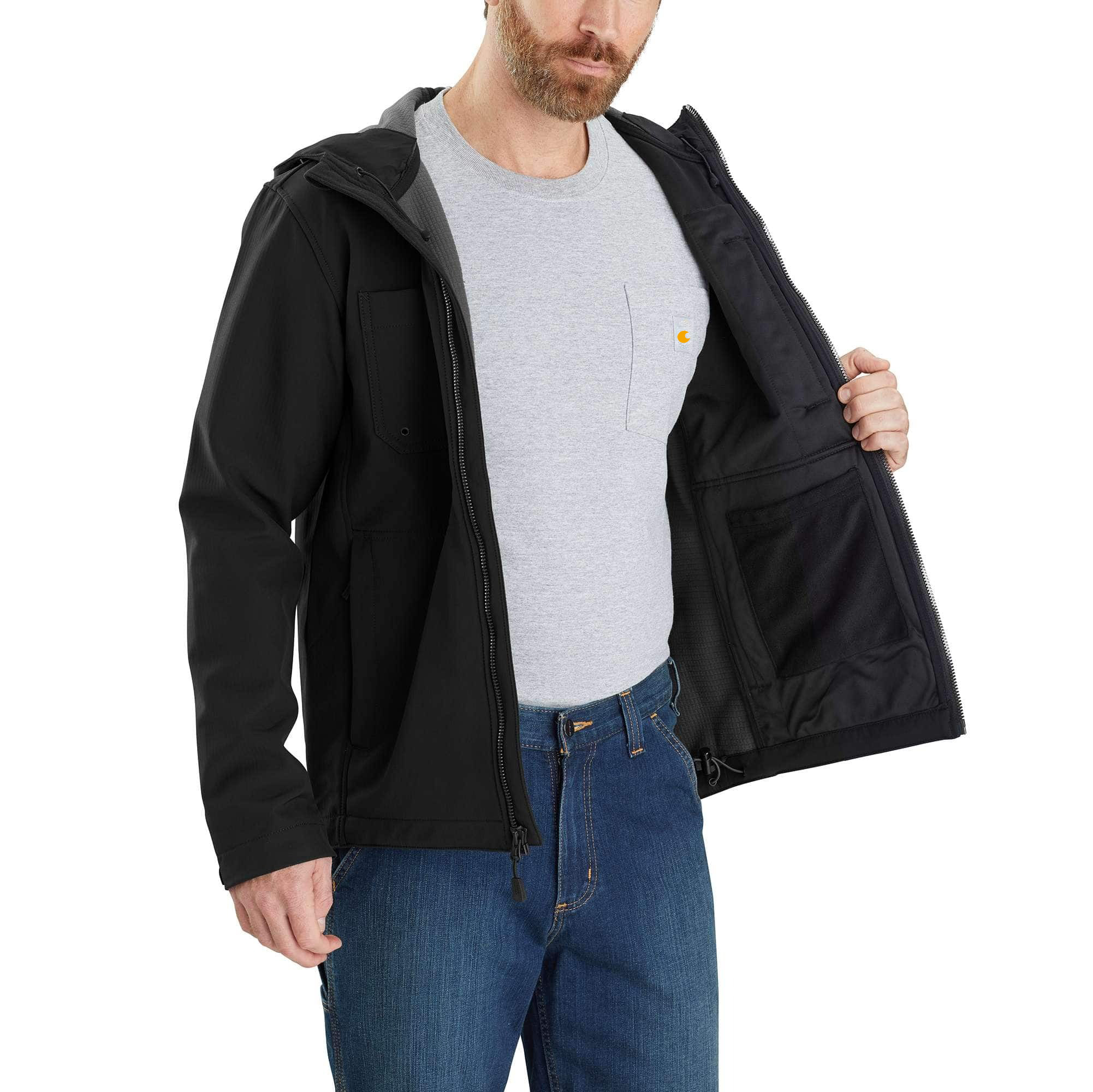 Rain Defender Relaxed Fit Midweight Softshell Hooded Jacket - 1 Warm Rating