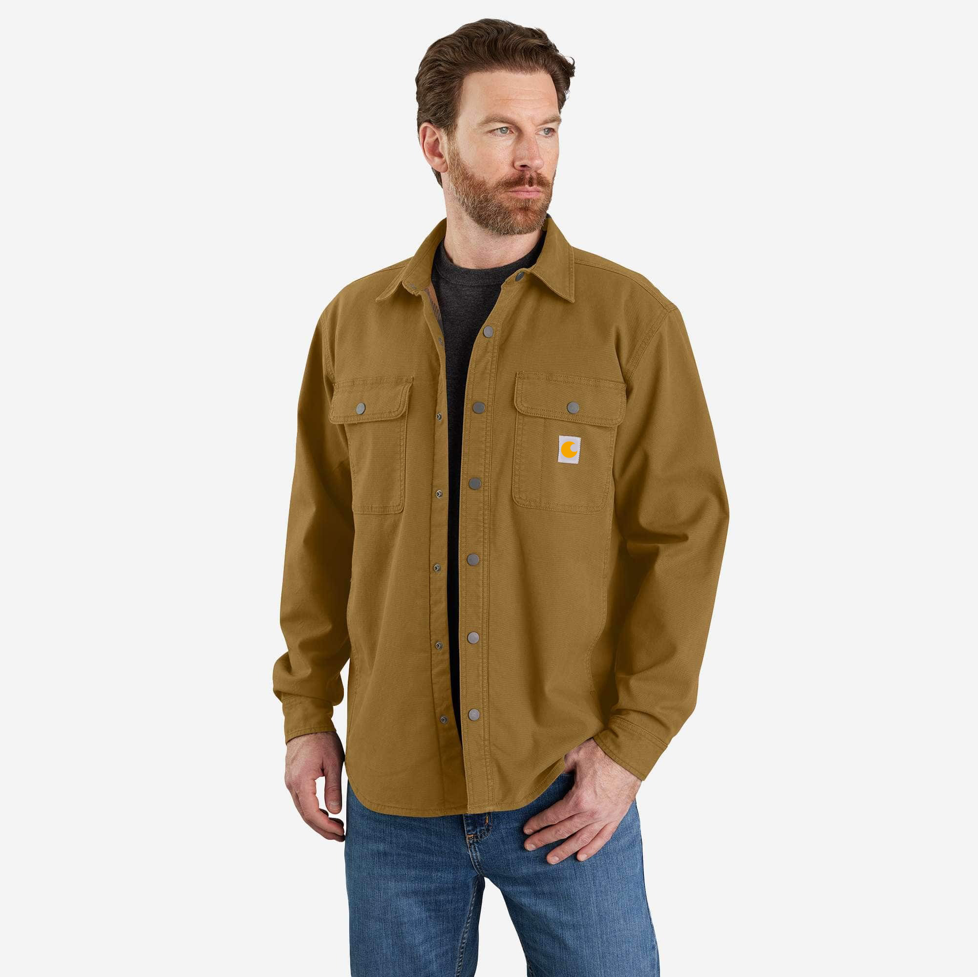 Rugged Flex Relaxed Fit Canvas Fleece-Lined Shirt Jac
