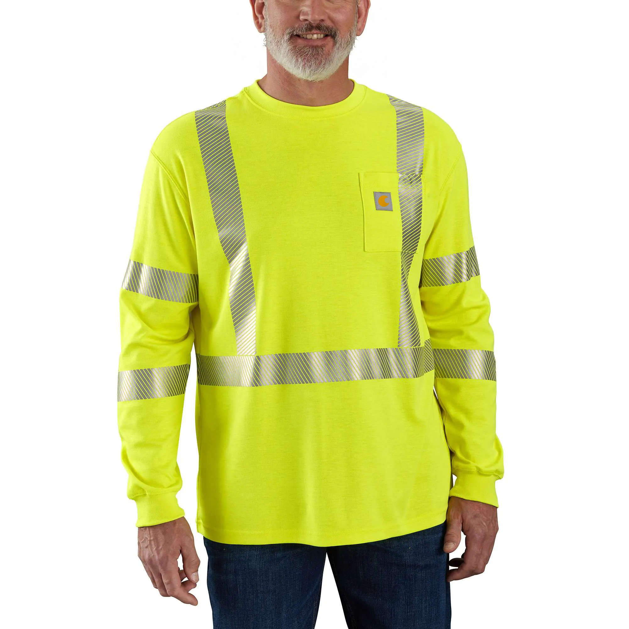 Flame-Resistant High-Visibility Force Midweight Long-Sleeve Class 3 Pocket T-Shirt