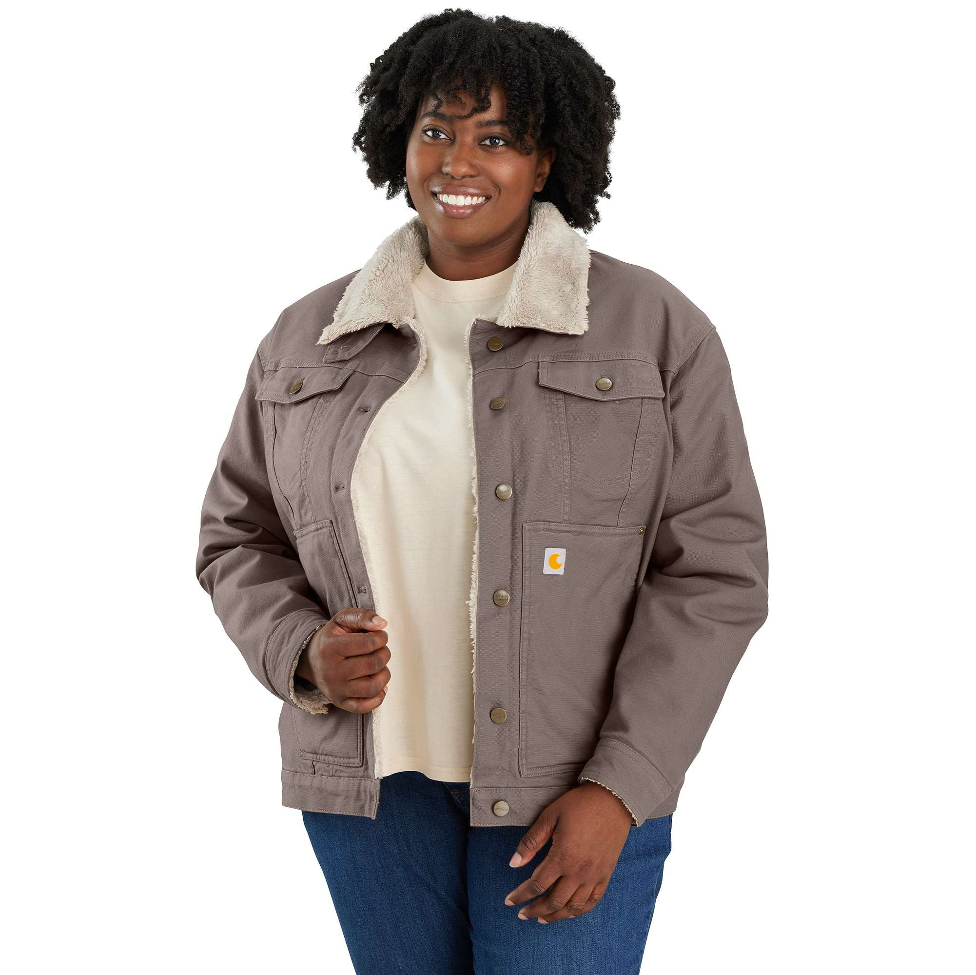 Women's Rugged Flex Loose Fit Canvas Sherpa-Lined Jacket - 2 Warmer Rating