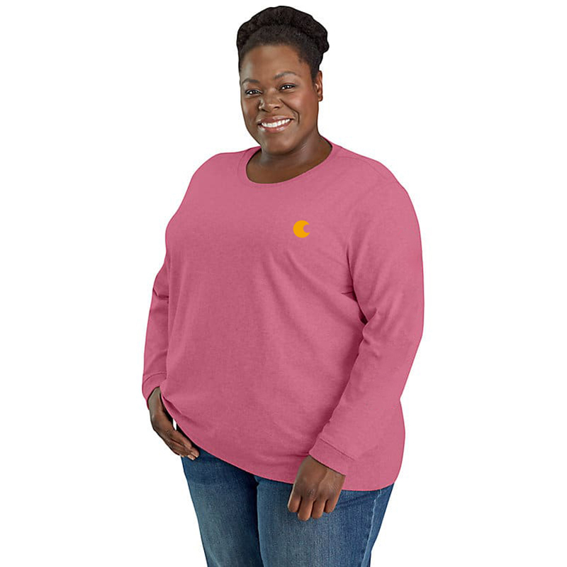 Women's Loose Fit Heavyweight Long-Sleeve Logo Sleeve Graphic T-Shirt