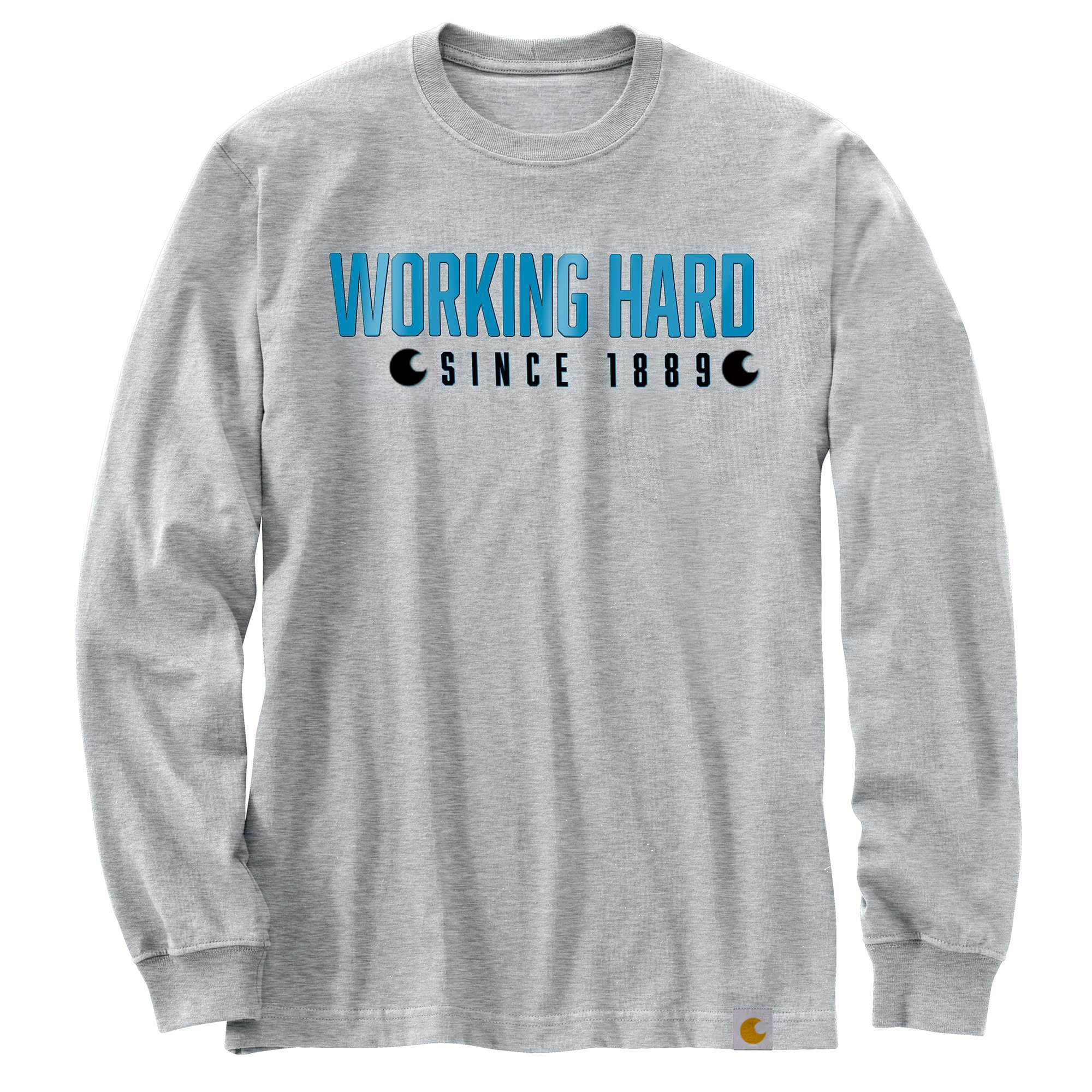 Relaxed Fit Heavyweight Long-Sleeve Hard Work Graphic T-Shirt
