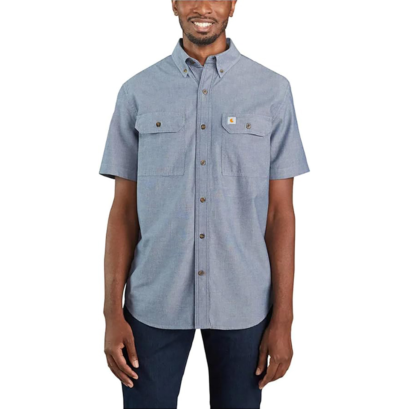 Men's Loose Fit Midweight Chambray Short Sleeve Shirt