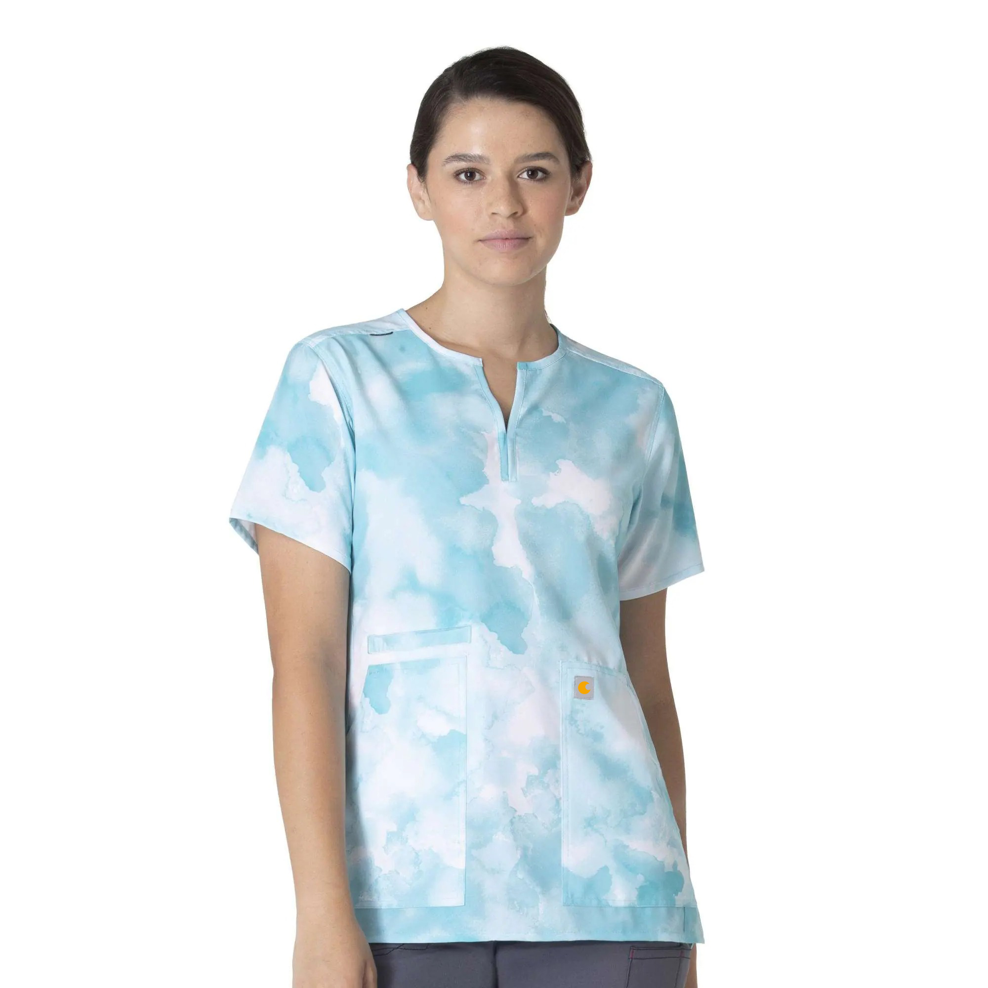 Women's Force Notch Neck Print Scrub Top