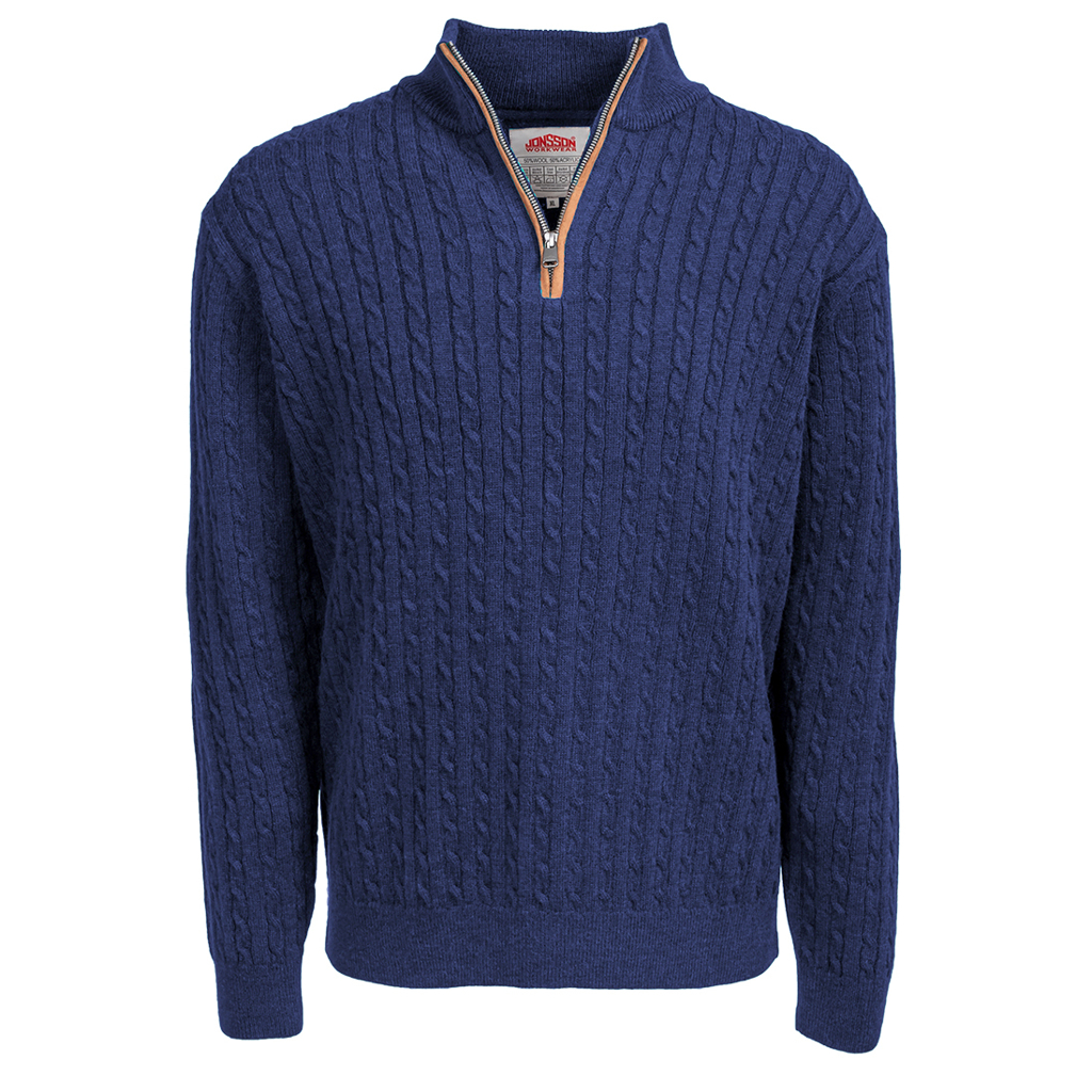 Fine Gauge Cable Knit 1/4 Zip Jersey