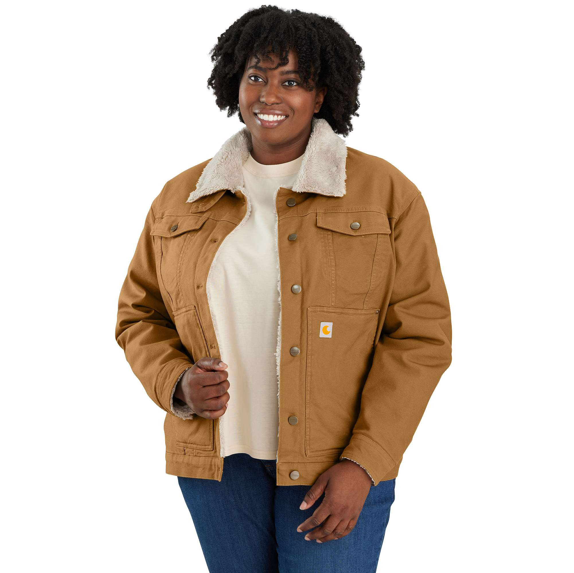 Women's Rugged Flex Loose Fit Canvas Sherpa-Lined Jacket - 2 Warmer Rating