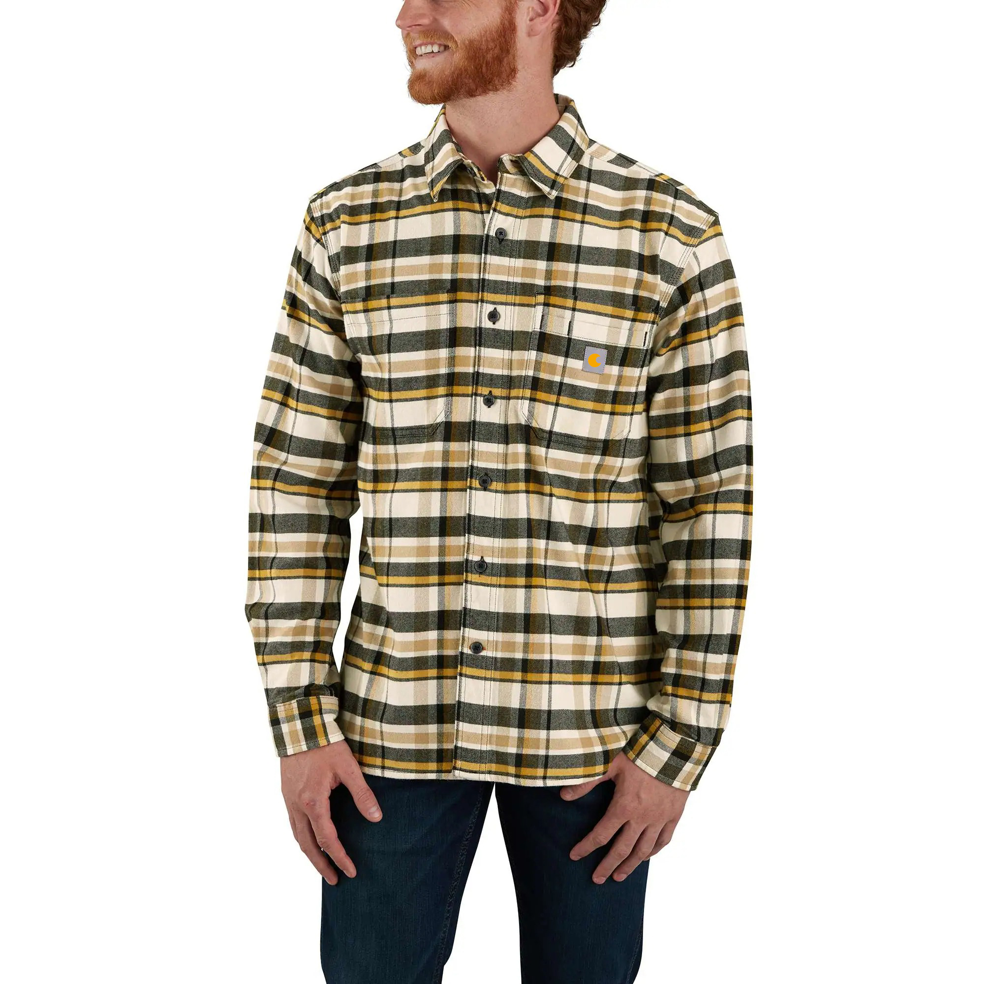 Rugged Flex Relaxed Fit Midweight Flannel Long-Sleeve Plaid Shirt