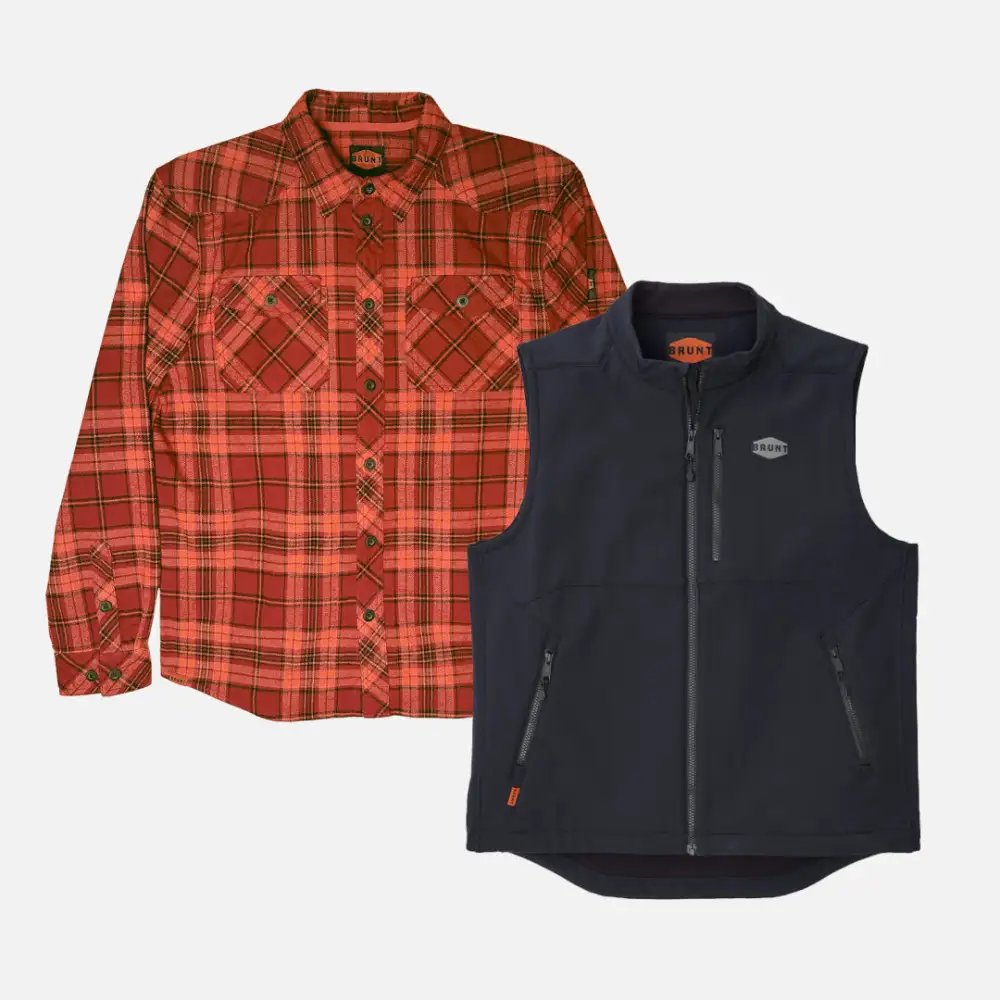 BRUNT Flannel Shirt + Wright Tech Vest Bundle