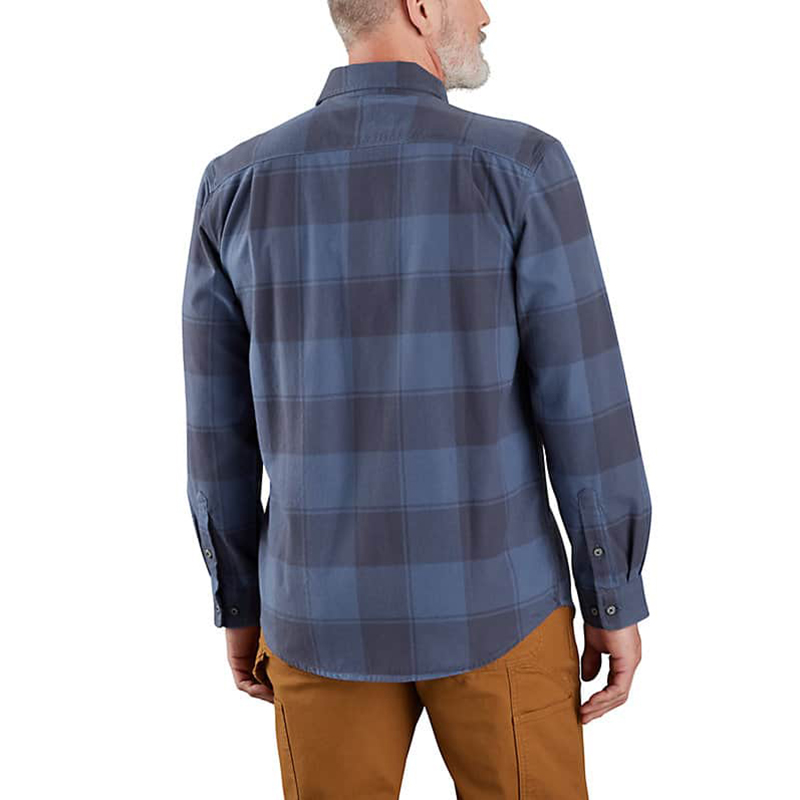 Loose Fit Heavyweight Flannel Long-Sleeve Plaid Shirt