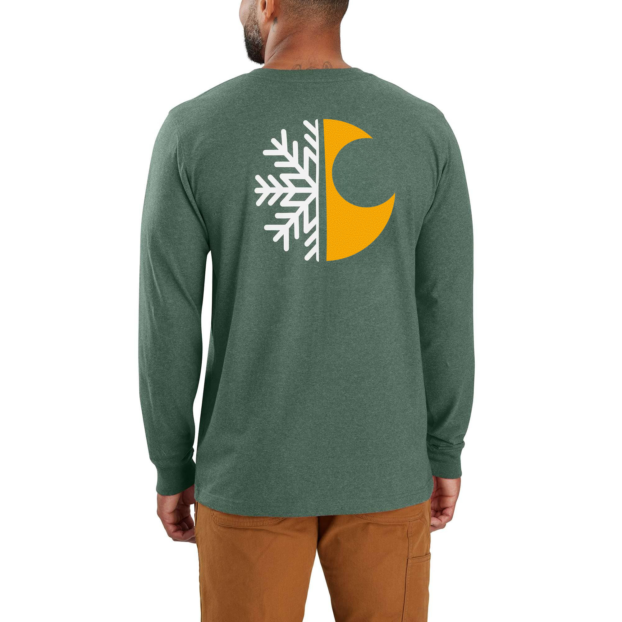 Relaxed Fit Heavyweight Long-Sleeve Pocket Snow Graphic T-Shirt