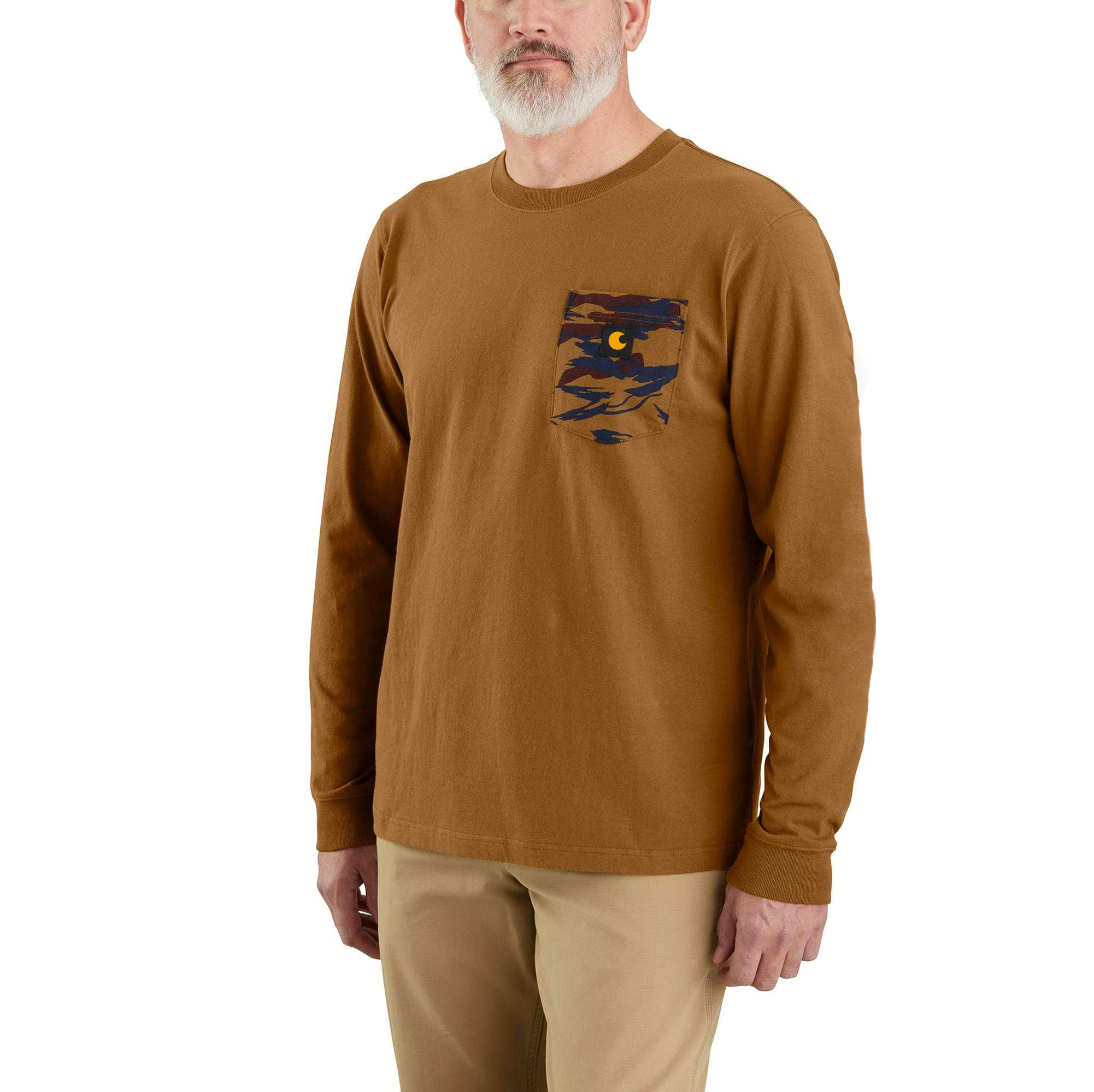 Relaxed Fit Heavyweight Long-Sleeve Pocket Camo Graphic T-Shirt