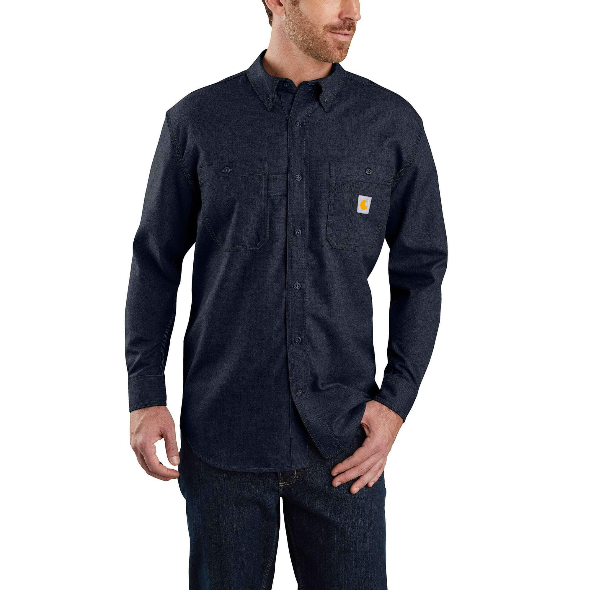 Flame-Resistant Force Loose Fit Lightweight Long-Sleeve Button-Front Shirt