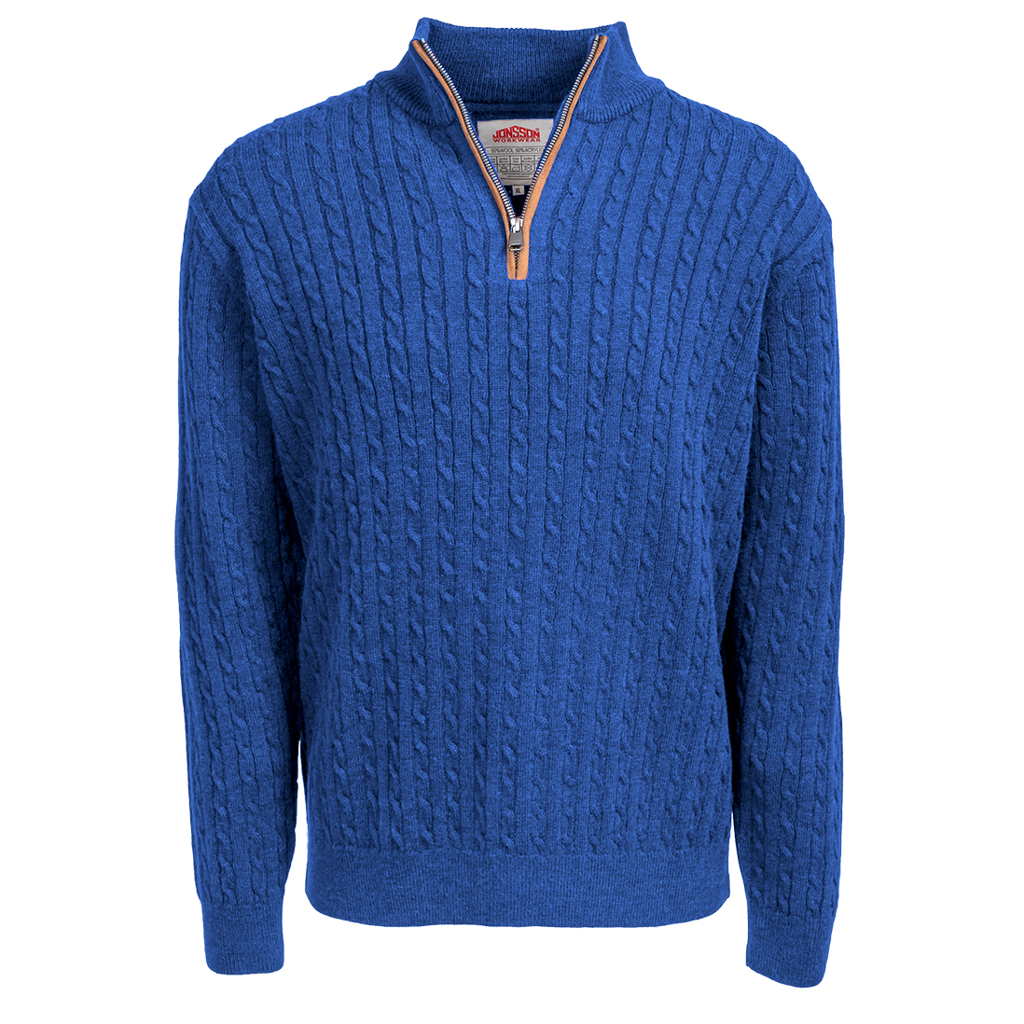 Fine Gauge Cable Knit 1/4 Zip Jersey