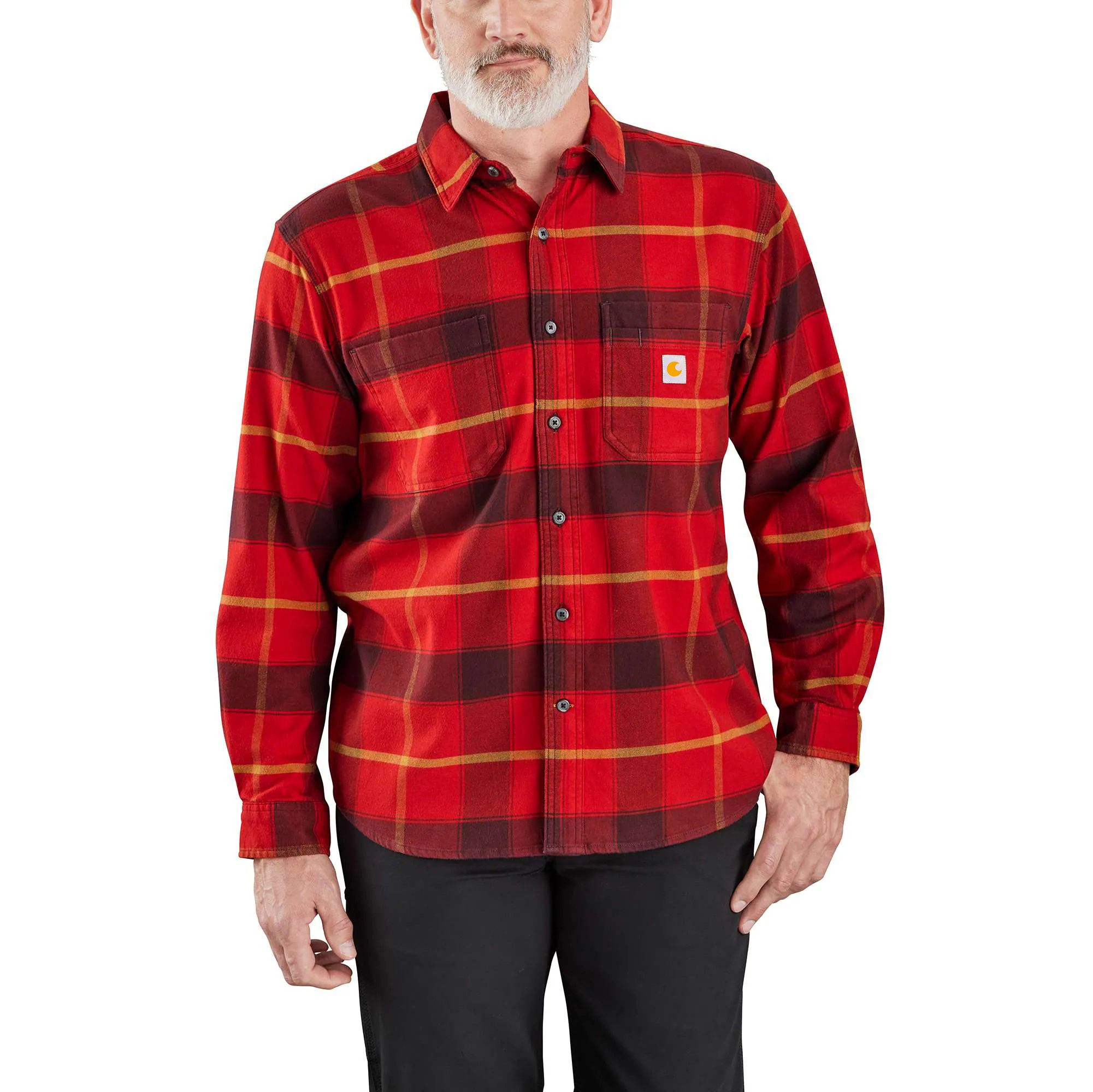 Rugged Flex Relaxed Fit Midweight Flannel Long-Sleeve Plaid Shirt