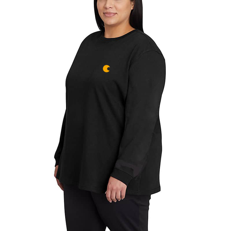 Women's Loose Fit Heavyweight Long-Sleeve Logo Sleeve Graphic T-Shirt