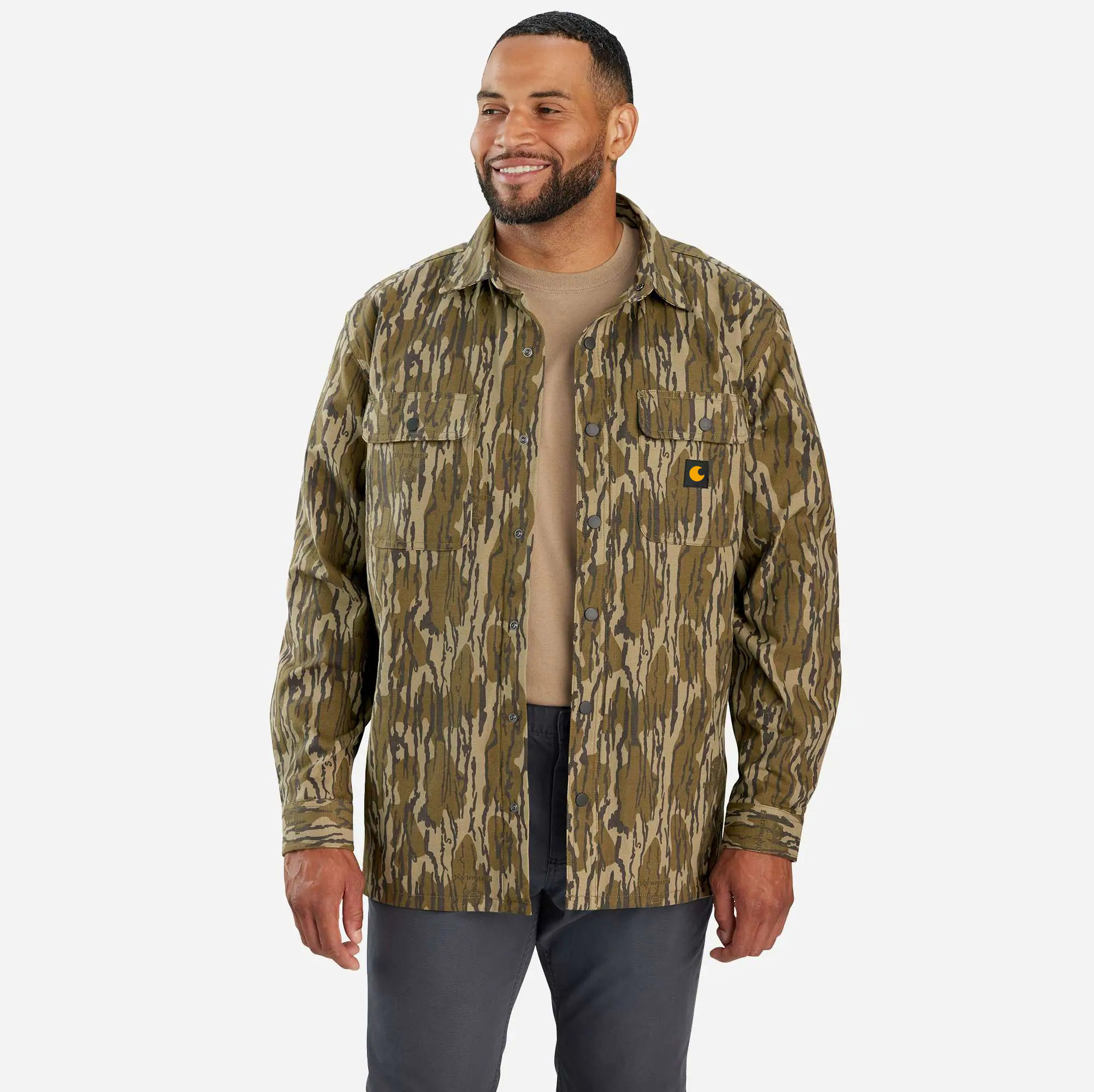 Rugged Flex Relaxed Fit Canvas Fleece-Lined Camo Shirt Jac