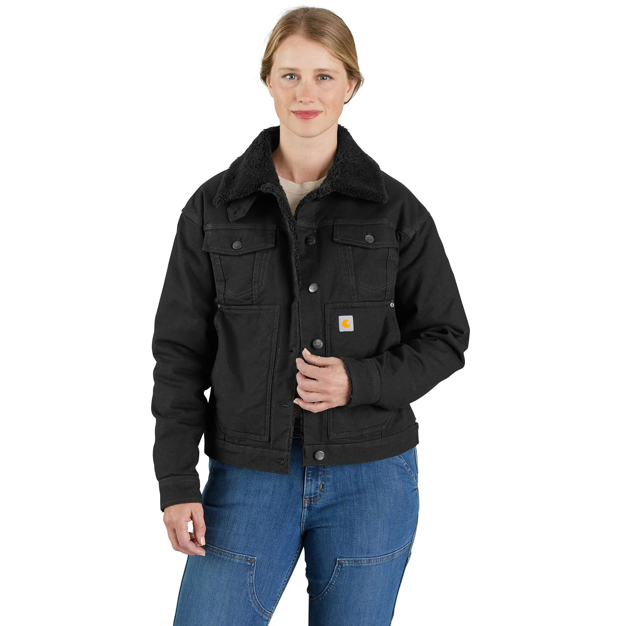 Women's Rugged Flex Loose Fit Canvas Sherpa-Lined Jacket - 2 Warmer Rating