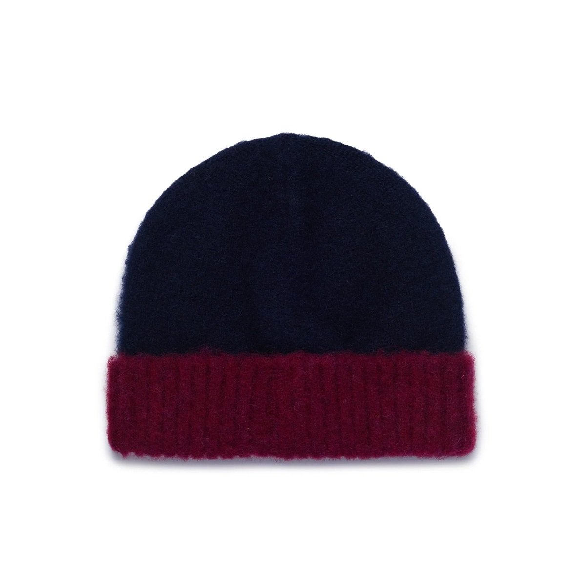 Shaggydog Two Tone Cuffed Beanie Hat Blue-Bordeaux