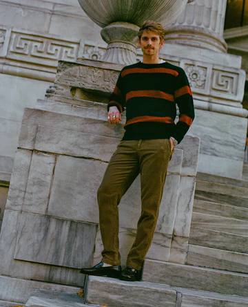 J. Press Shaggy Dog Sweater Blue/Bordeaux/Green Stripe