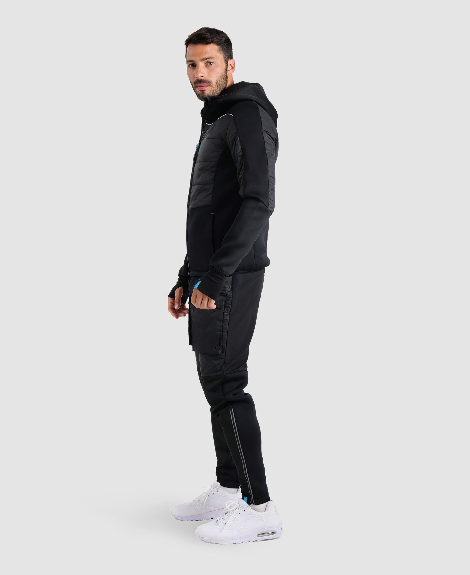Unisex Team Hooded Half-Quilted Jacket