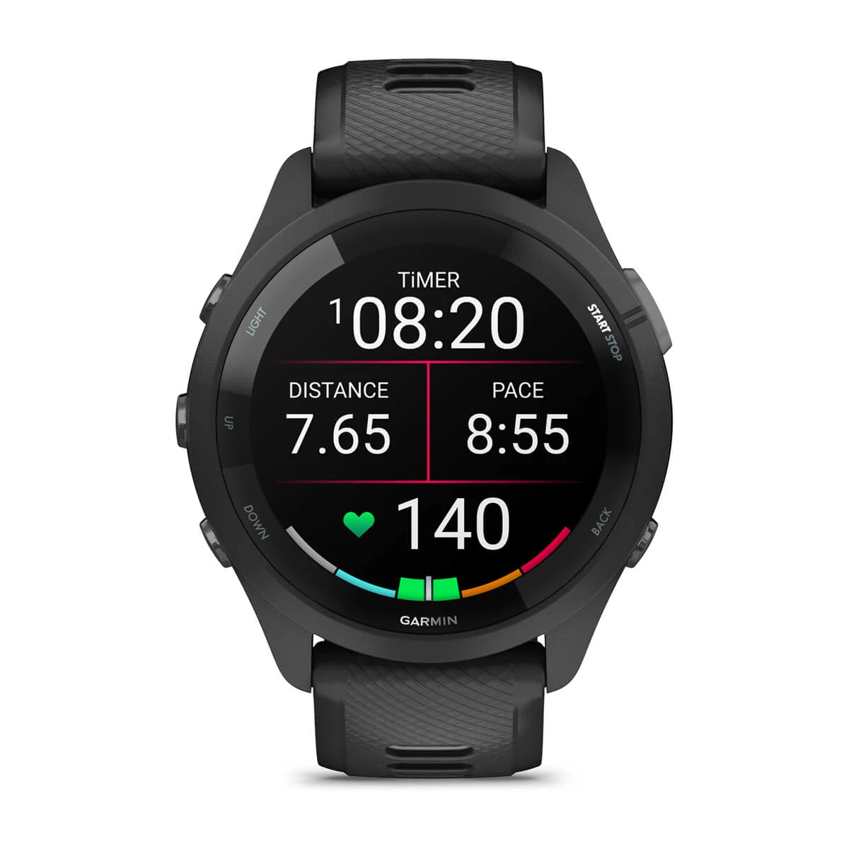 Forerunner® 265 Black Bezel and Case with Black/Powder Gray Silicone Band