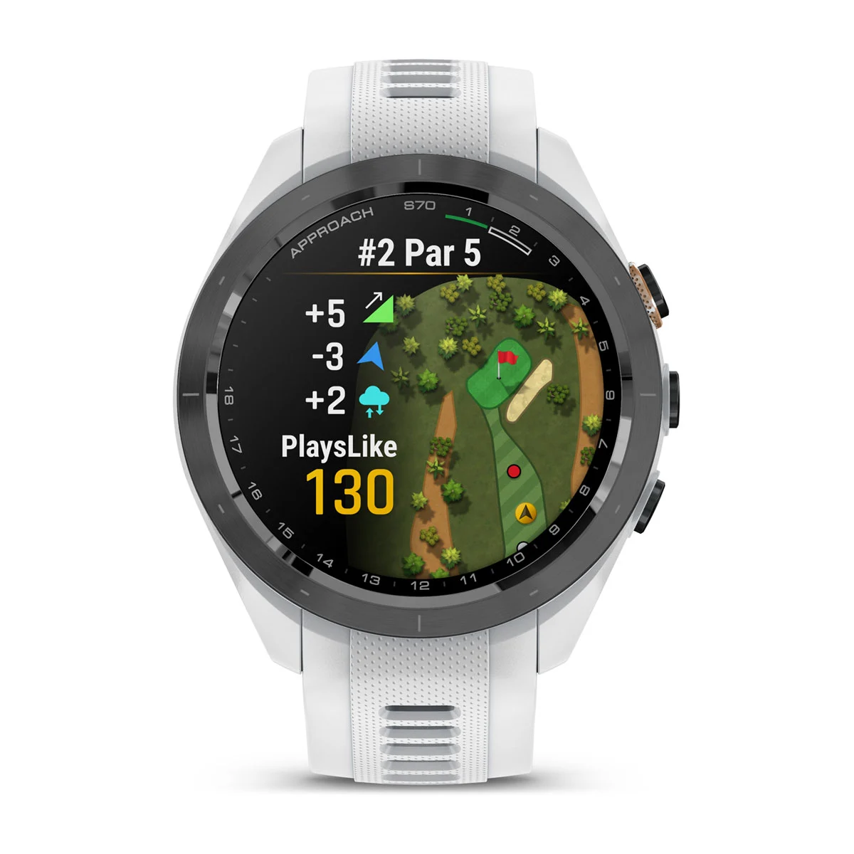 Approach® S70 - 42 mm Black/Peach Ceramic Bezel with White Silicone Band