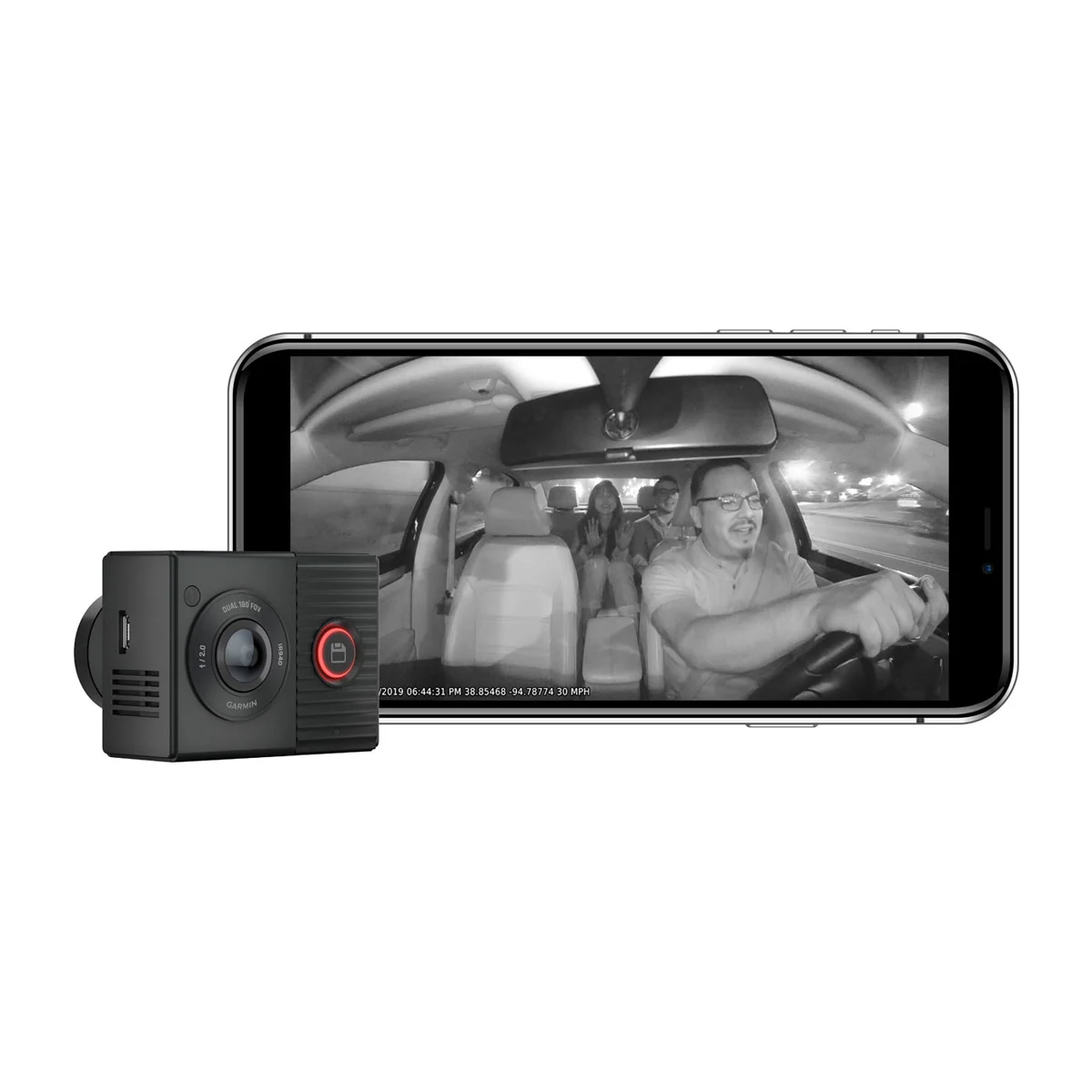 Garmin Dash Cam™ Tandem Dual-lens Dash Cam with Two 180-degree Lenses