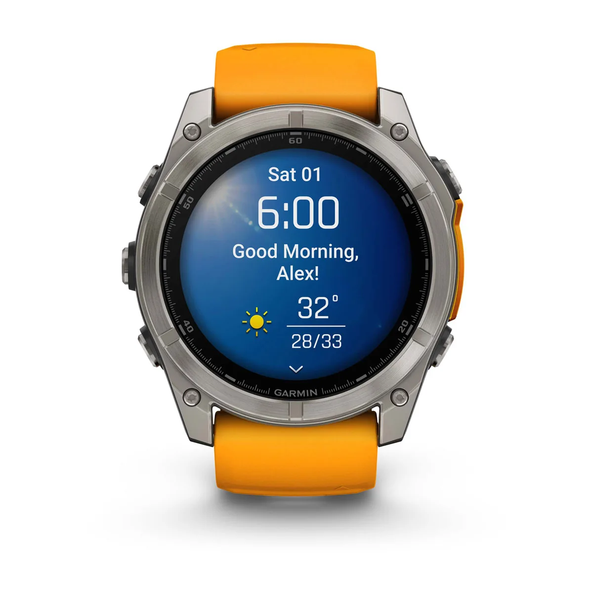 fēnix® 8 – 51 mm, AMOLED Sapphire, Titanium with Spark Orange/Graphite Silicone Band