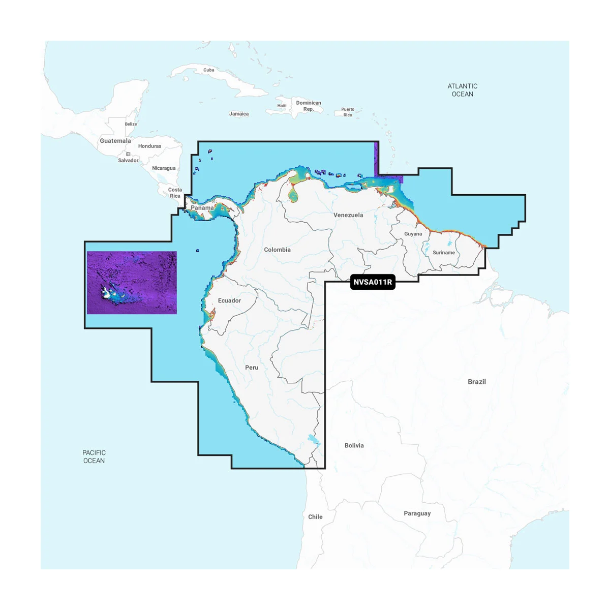 South America, North – Inland and Coastal Marine Charts Garmin Navionics Vision+™ | NVSA011R | microSD™/SD™ and One-year Subscription