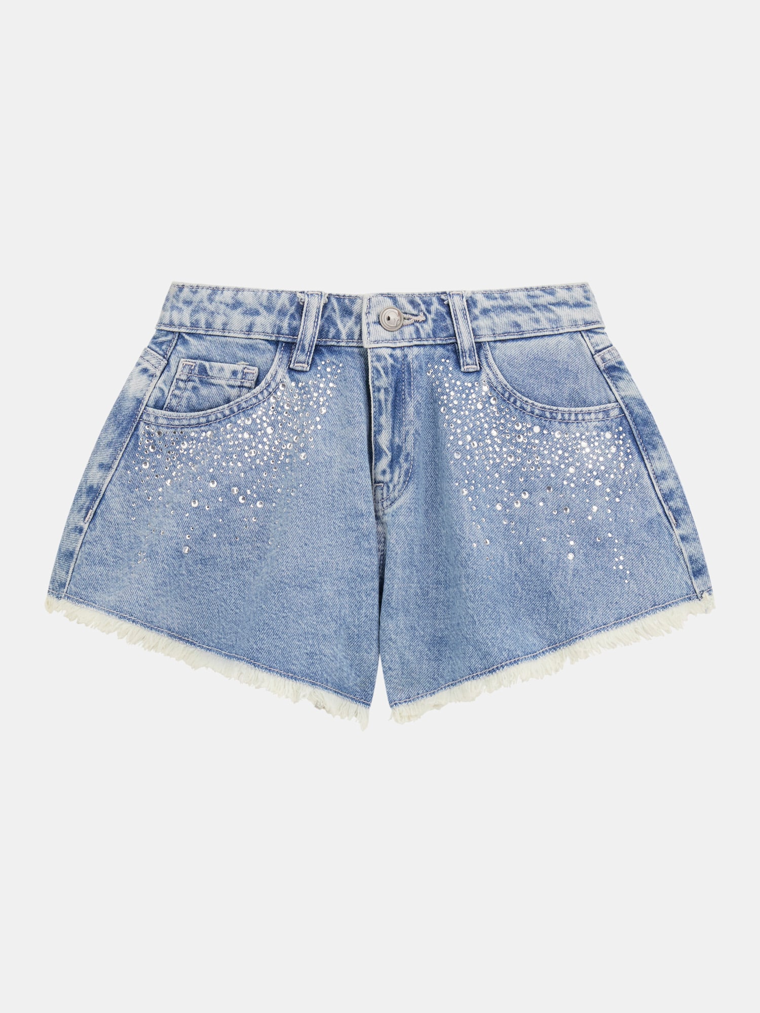 Rhinestoned denim shorts
