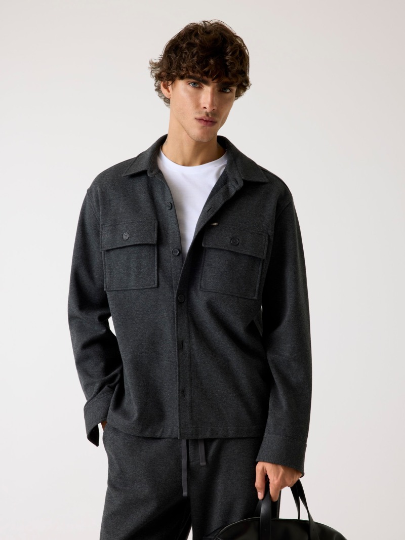 Regular fit mélange overshirt