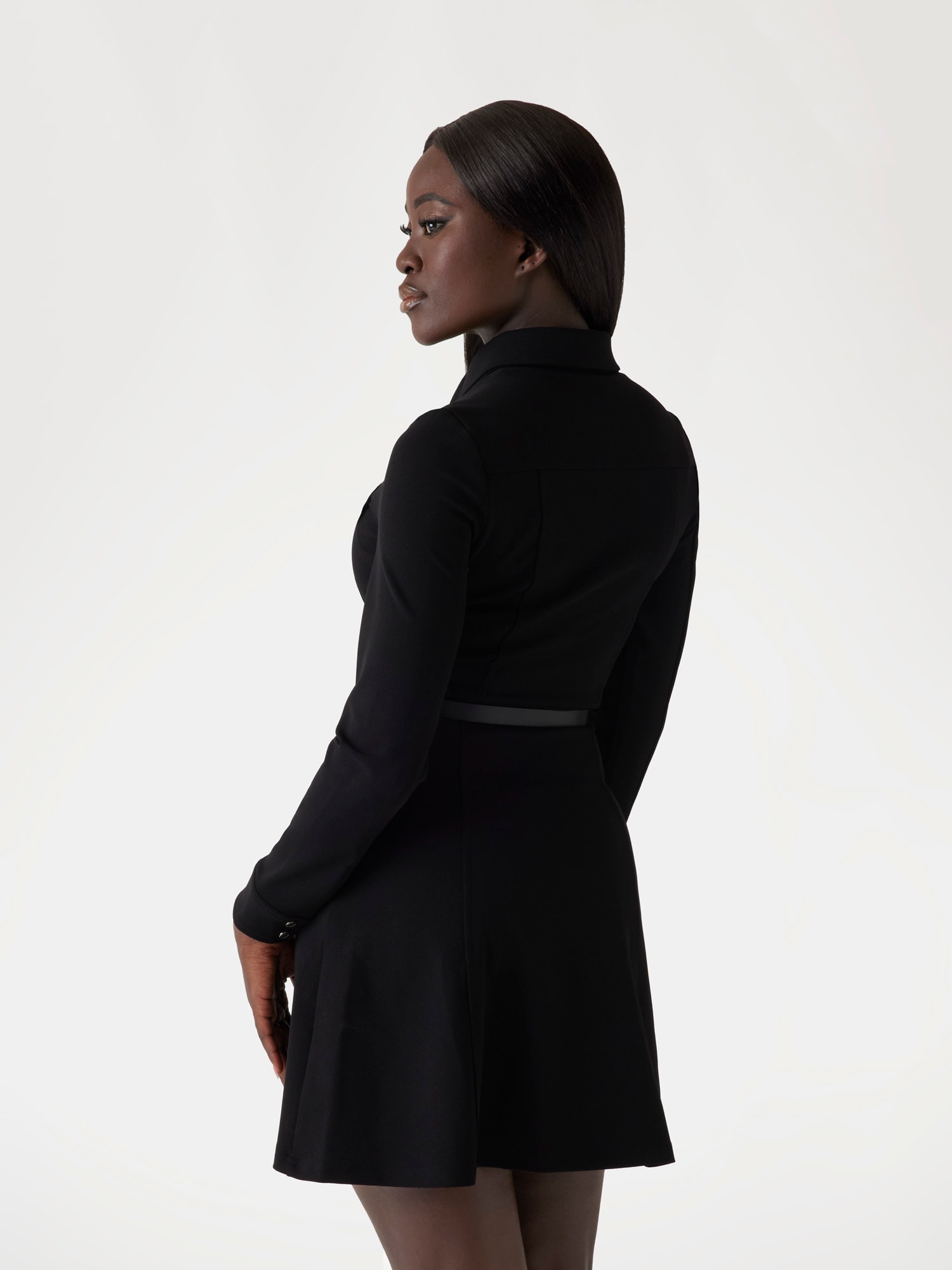 Flared mini shirt dress