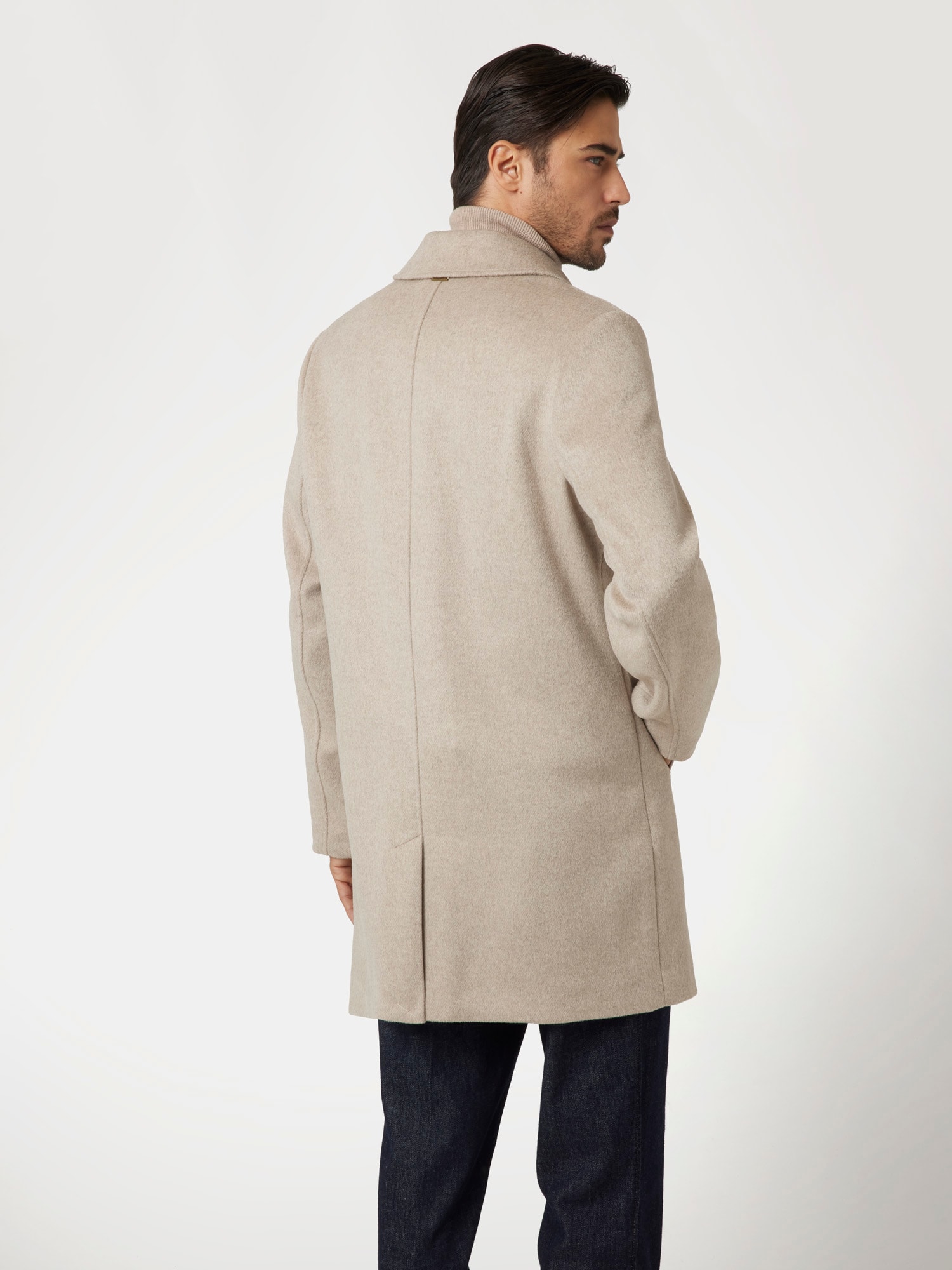 Melton wool-blend fitted coat