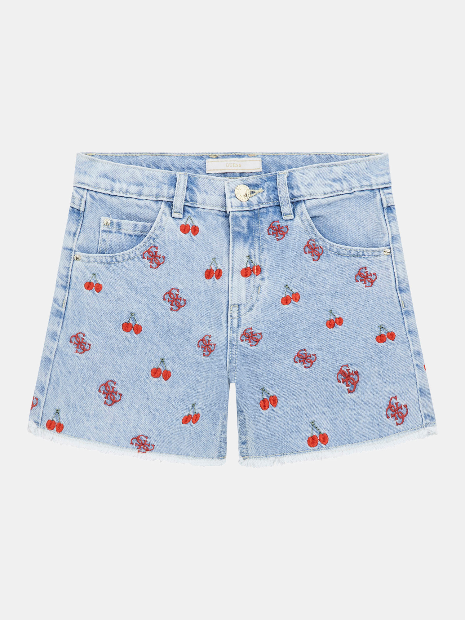 Embroidery denim shorts