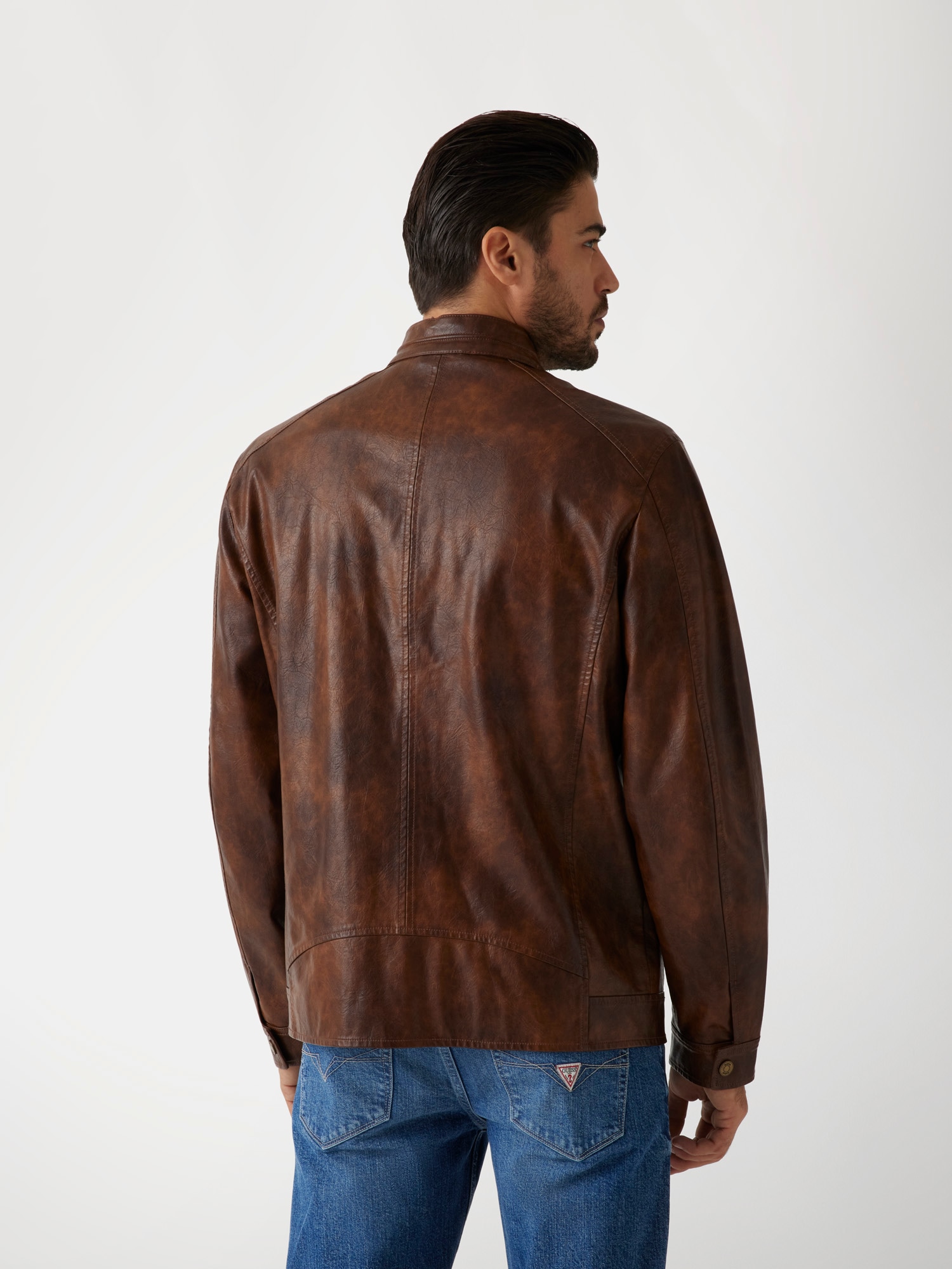 Faux-leather biker jacket