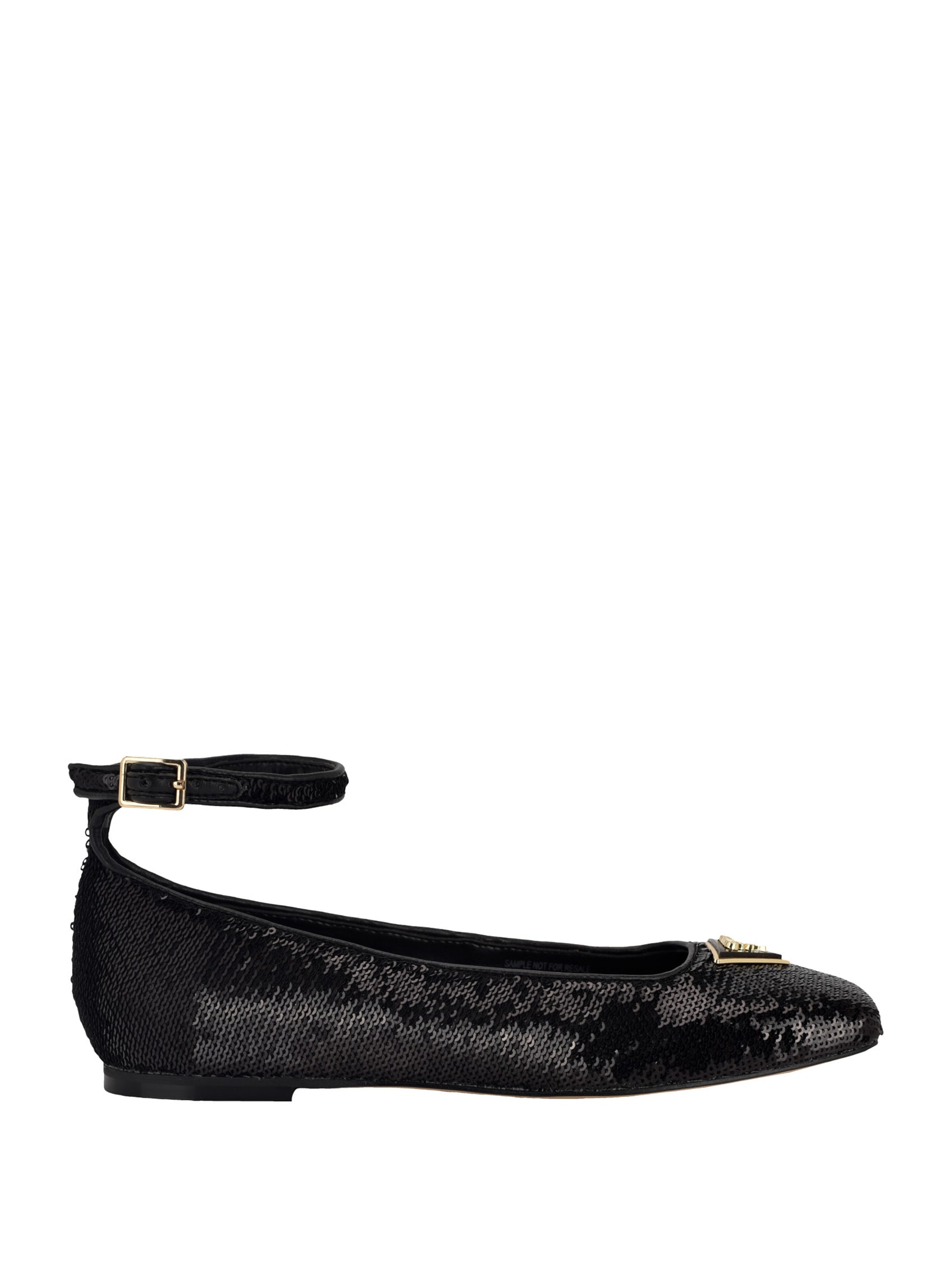 Sequin Ankle Strap Ballet Flats