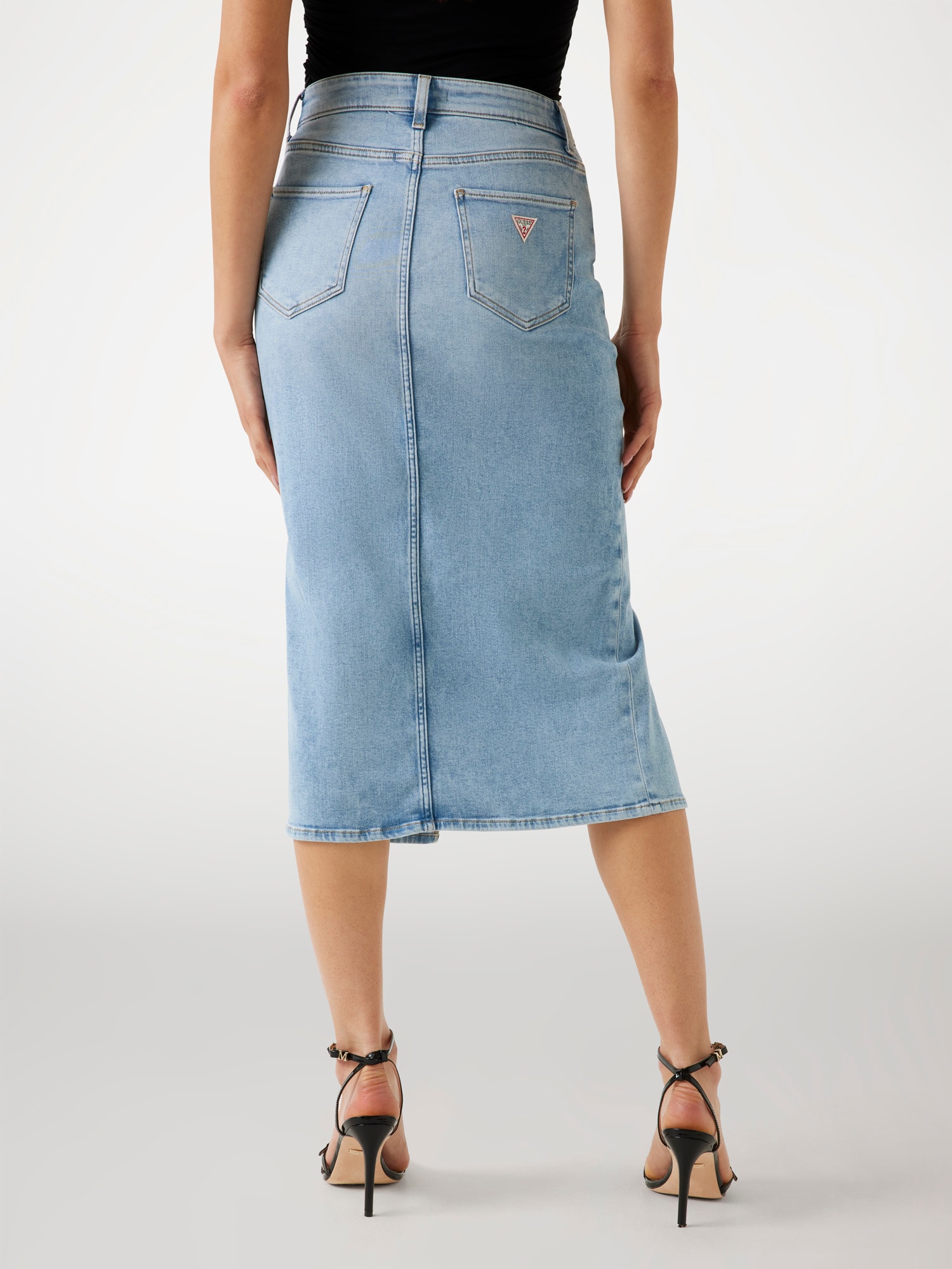 Denim midi skirt
