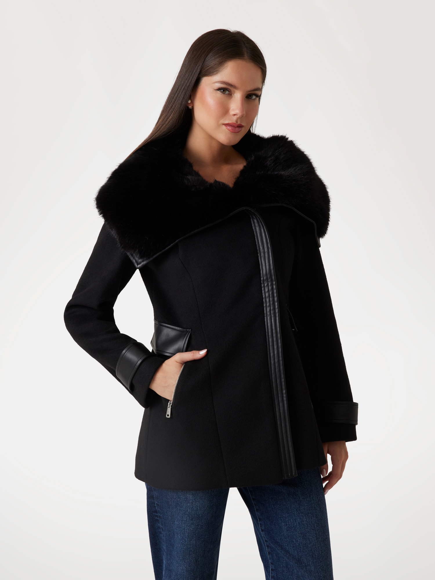 Melton wool-blend coat