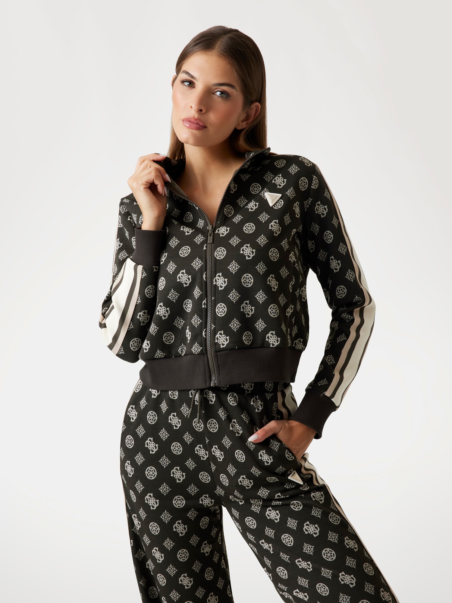 All-over logo full zip sweatshirt