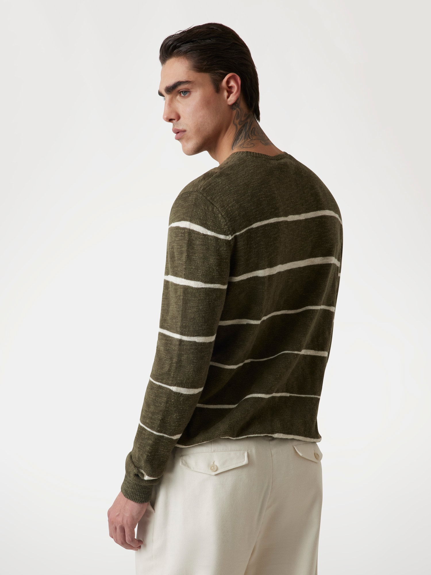 Linen-blend striped sweater