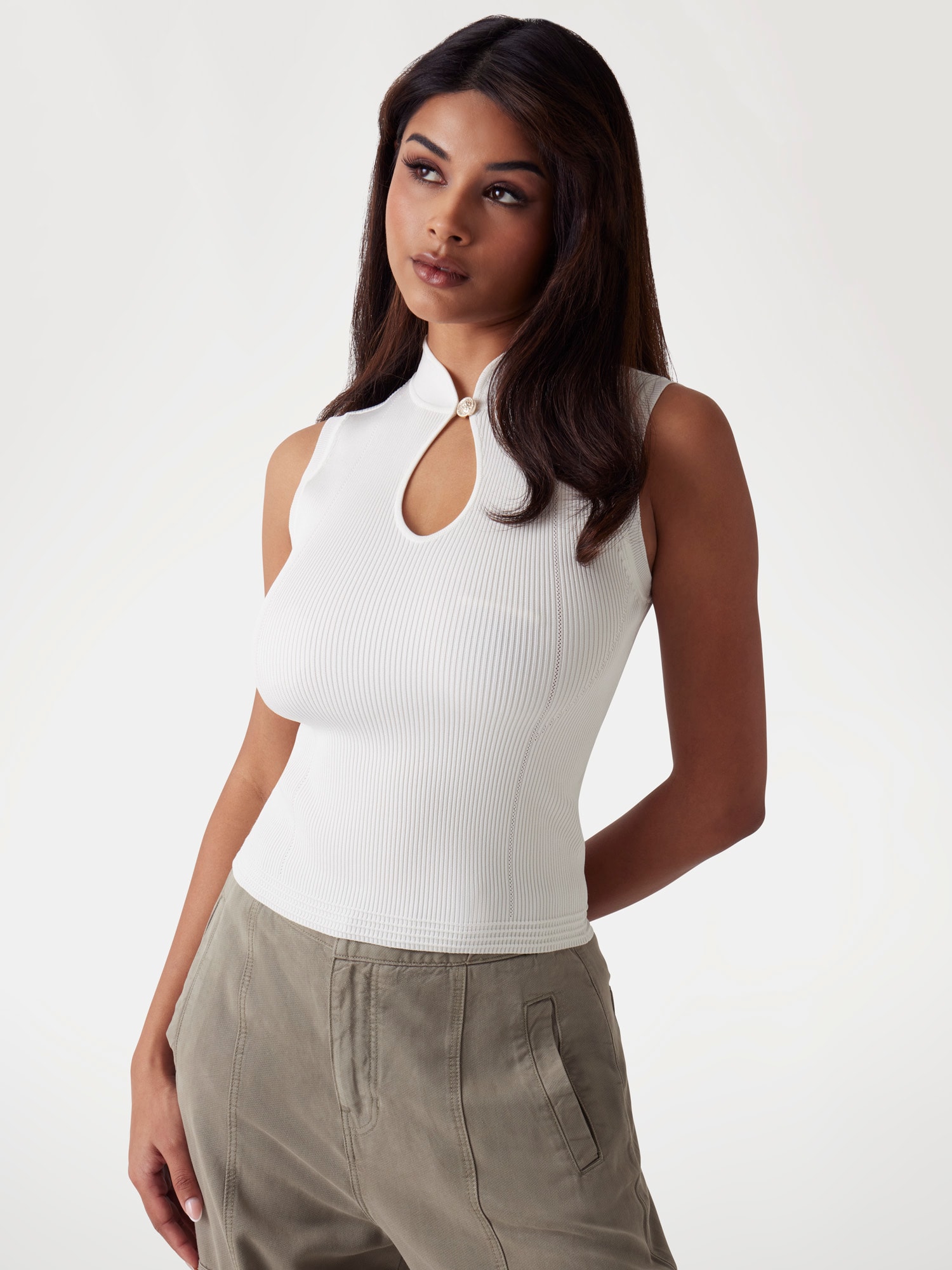 Rib-knit sleeveless sweater