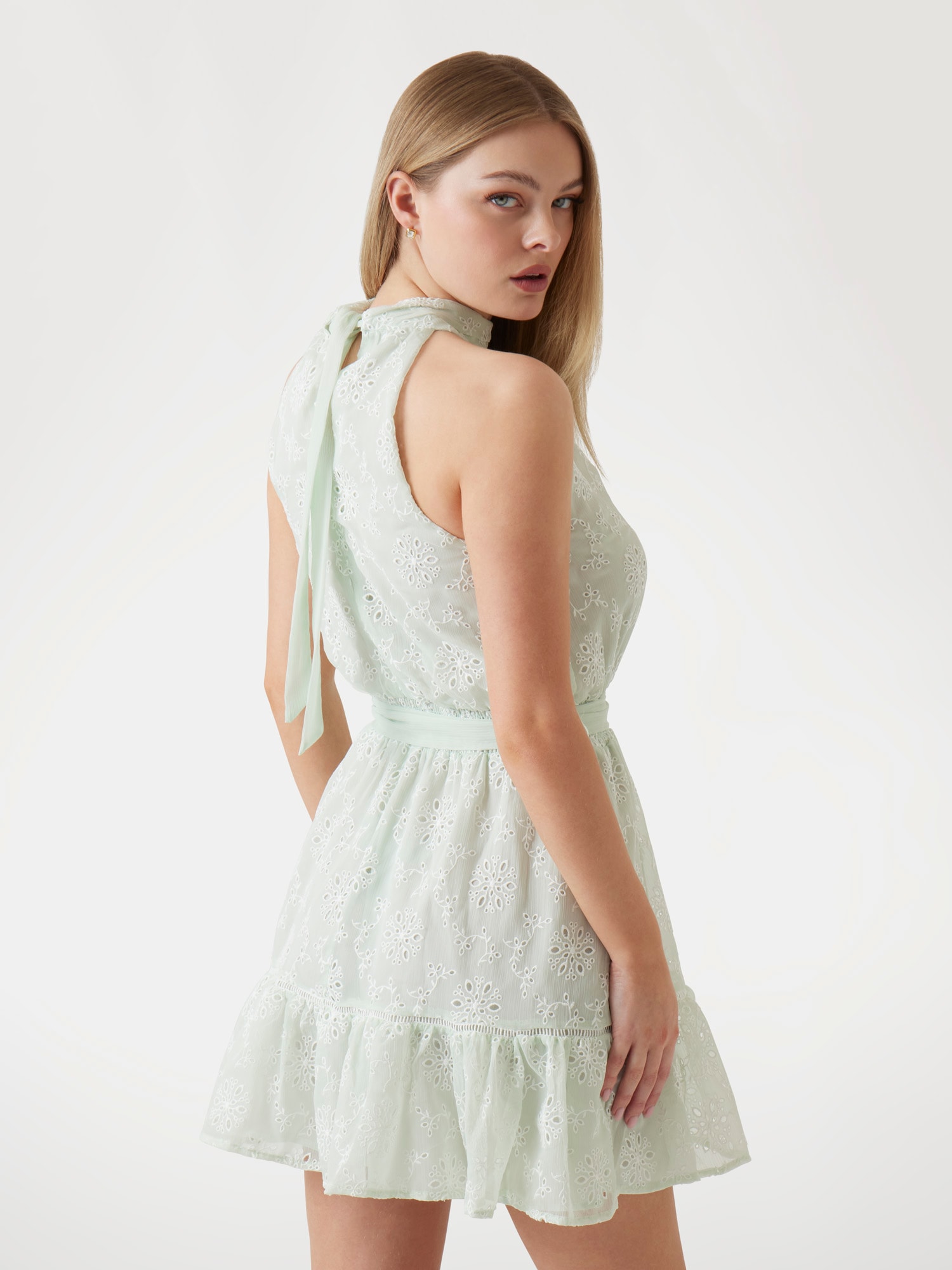 Fit-and-flare chiffon mini dress