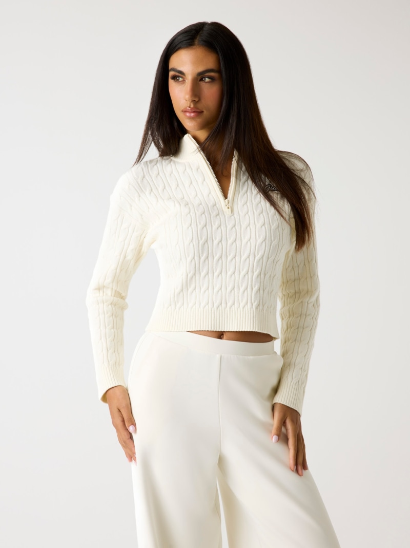 Cable-knit half-zip sweater